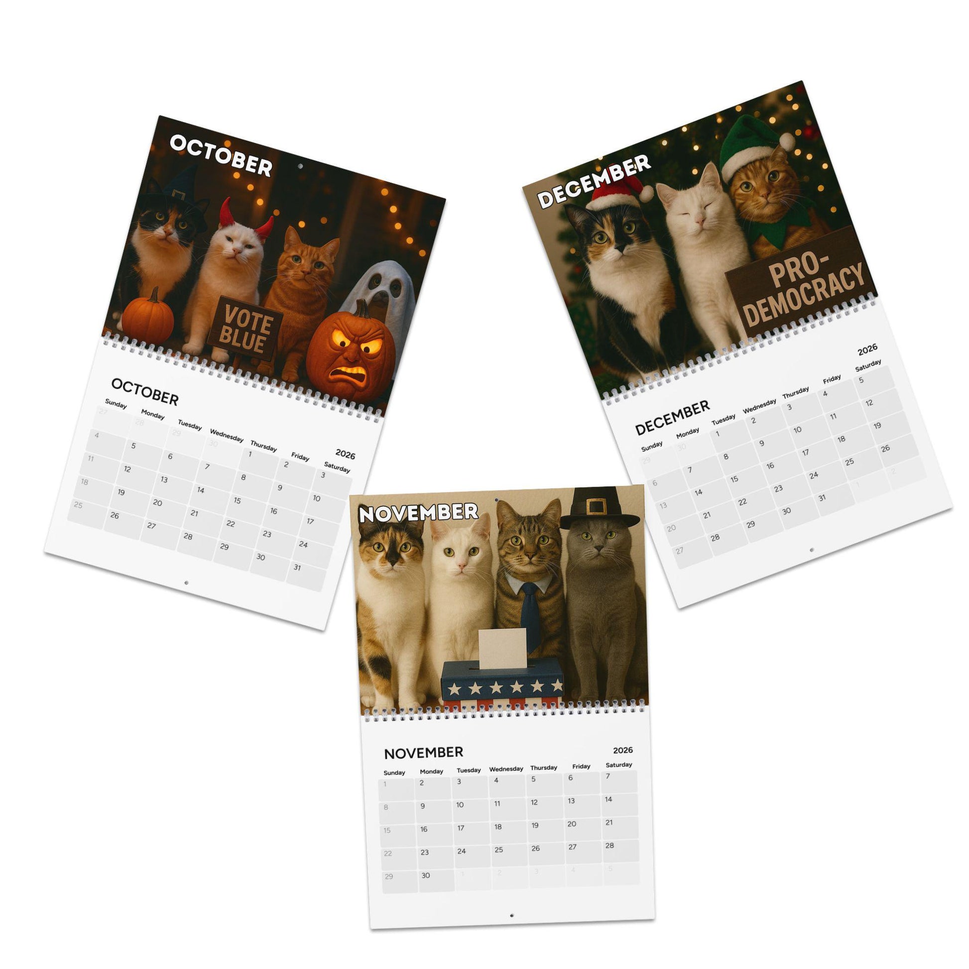 Anti Trump Cat 2026 Calendar, Kitten Lover Calendar, Funny Kitty Gag Gift, Hilarious Ideas For Office, Leftist Progressive Pro-Democracy FDT