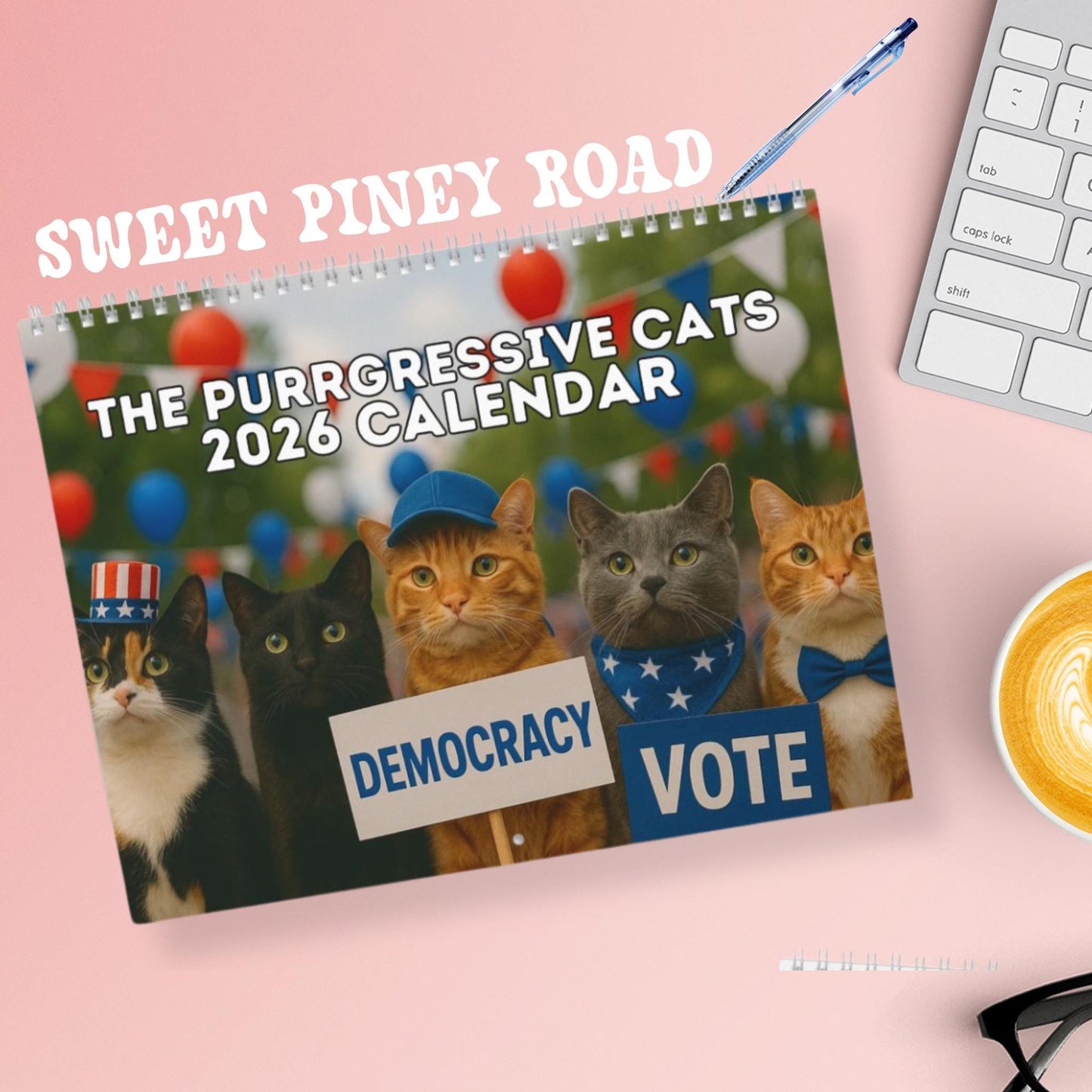 Anti Trump Cat 2026 Calendar, Kitten Lover Calendar, Funny Kitty Gag Gift, Hilarious Ideas For Office, Leftist Progressive Pro-Democracy FDT