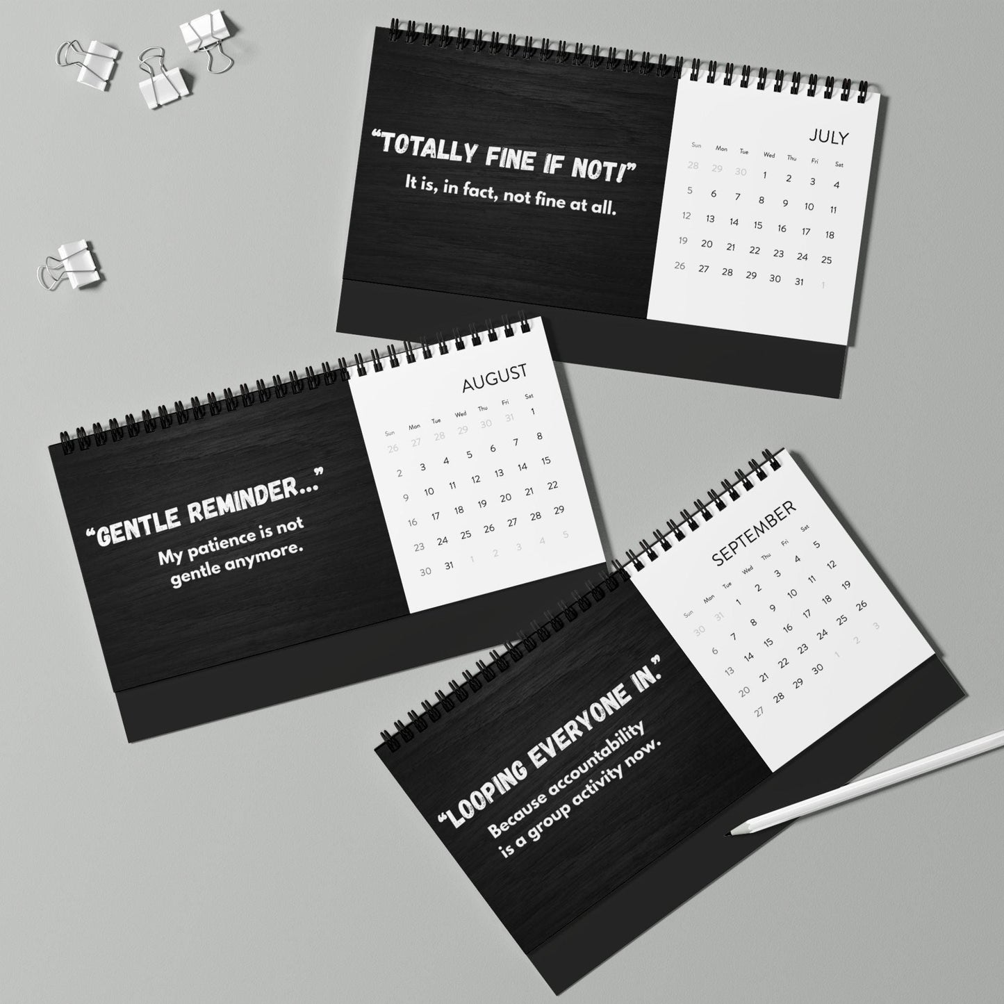 2026 Funny Corporate Desk Calendar, Passive Aggressive Office Quotes, Snarky Work Humor Gift Coworker Manager Friend White Elephant Gag Gift