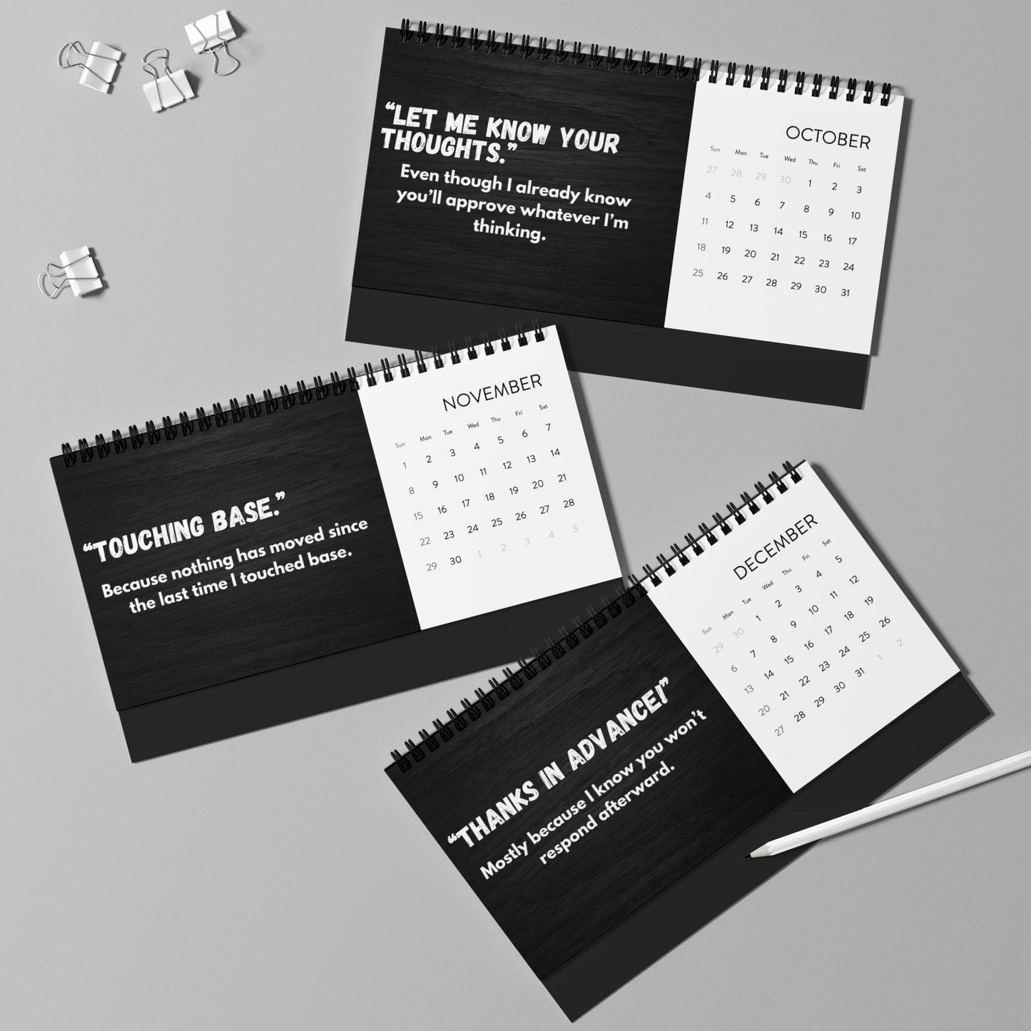 2026 Funny Corporate Desk Calendar, Passive Aggressive Office Quotes, Snarky Work Humor Gift Coworker Manager Friend White Elephant Gag Gift