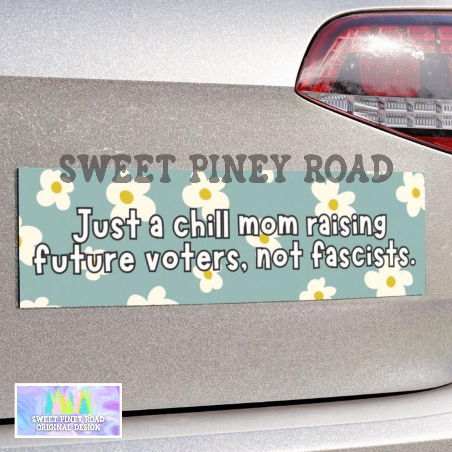 Liberal Mom Raising Democrats Car Magnet, Cute Funny Bumper Sticker, Anti Trump FDT Waterproof Decal Feminist Activist Gift For Leftist Mama