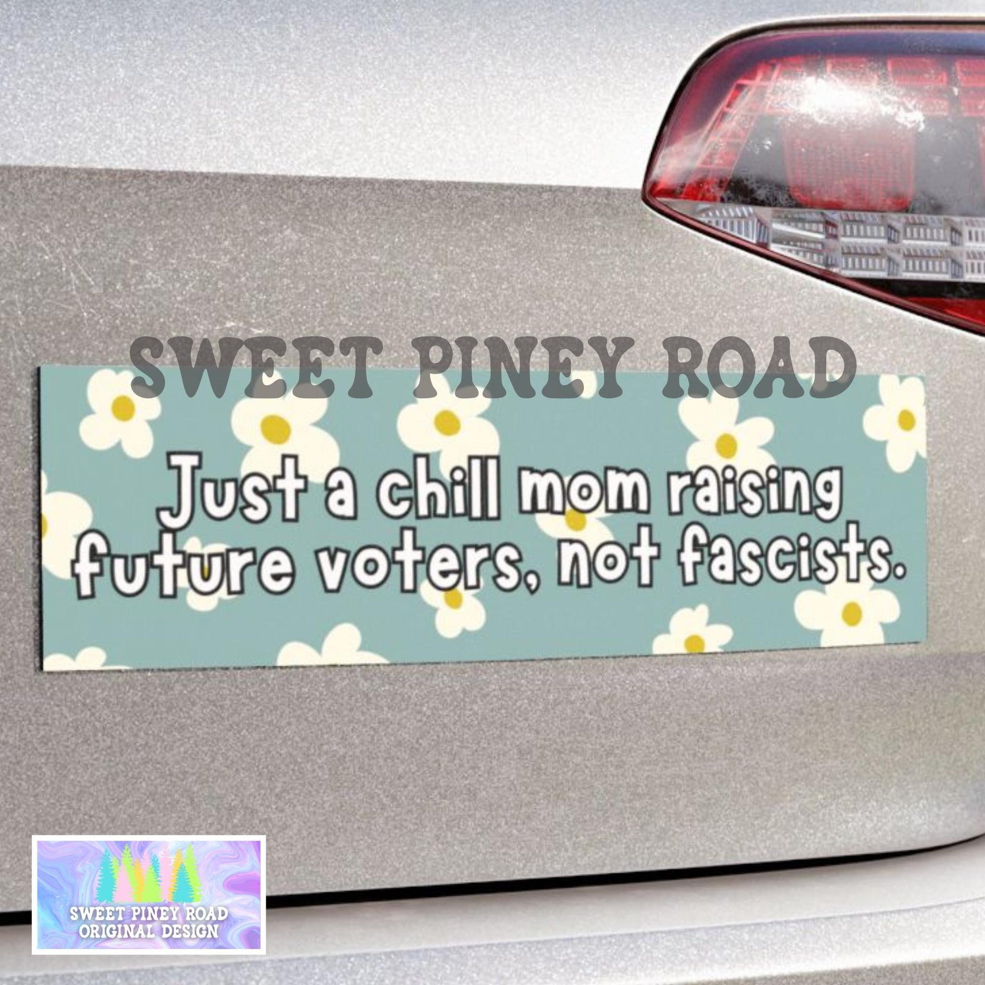 Liberal Mom Raising Democrats Car Magnet, Cute Funny Bumper Sticker, Anti Trump FDT Waterproof Decal Feminist Activist Gift For Leftist Mama