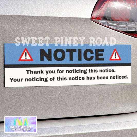 Funny Notice Car Magnet, Weird Unhinged Bumper Sticker, Silly Gen Z Meme Decal, Gag Gift For Friend, Hilarious Stupid Humor, Cursed Ideas