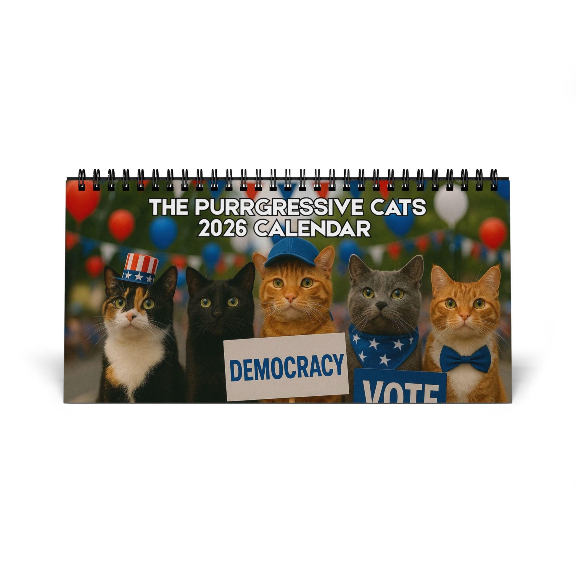Anti Trump Cat 2026 Desktop Calendar, Kitten Lover Calendar, Funny Kitty Gag Gift, Hilarious Ideas For Office Coworker, Progressive FDT Joke
