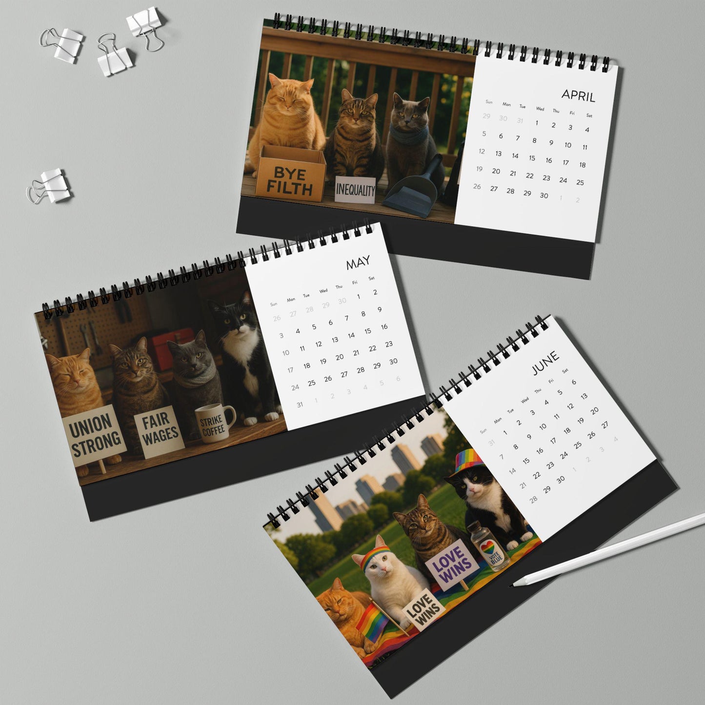 Anti Trump Cat 2026 Desktop Calendar, Kitten Lover Calendar, Funny Kitty Gag Gift, Hilarious Ideas For Office Coworker, Progressive FDT Joke