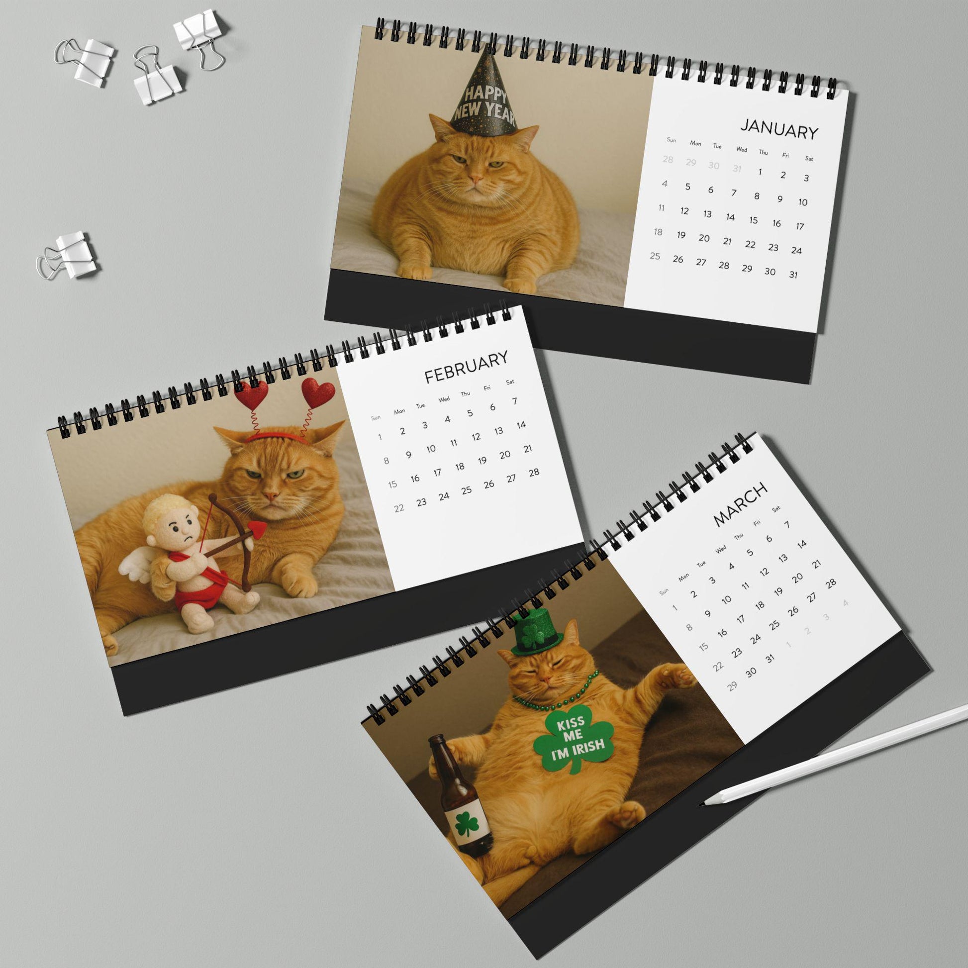 Orange Cat 2026 Desktop Calendar, Funny Cat Mom Gift, Hilarious Witty Kitty Calendar Christmas Gift, Unhinged Adult Humor Kitten Lover Decor