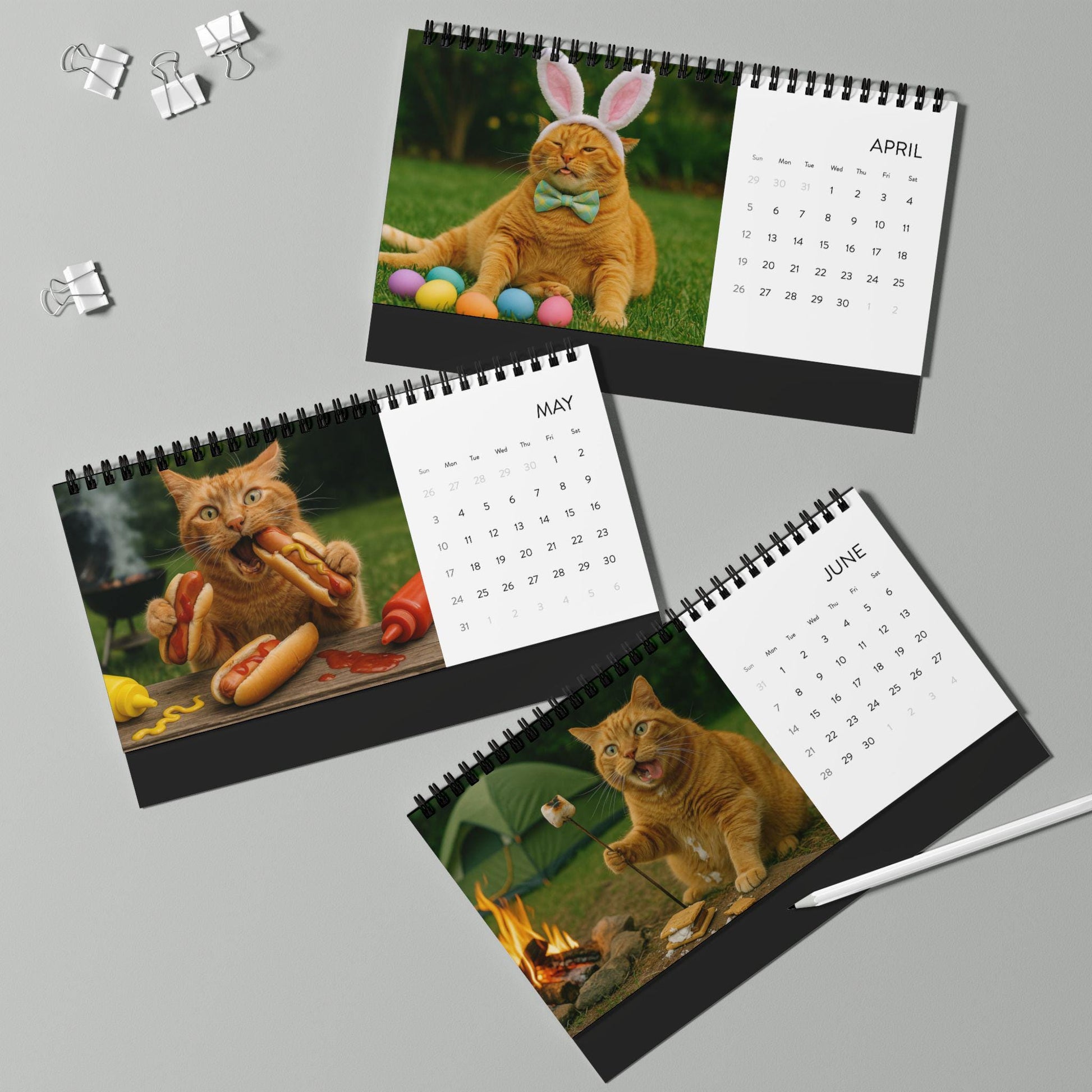 Orange Cat 2026 Desktop Calendar, Funny Cat Mom Gift, Hilarious Witty Kitty Calendar Christmas Gift, Unhinged Adult Humor Kitten Lover Decor
