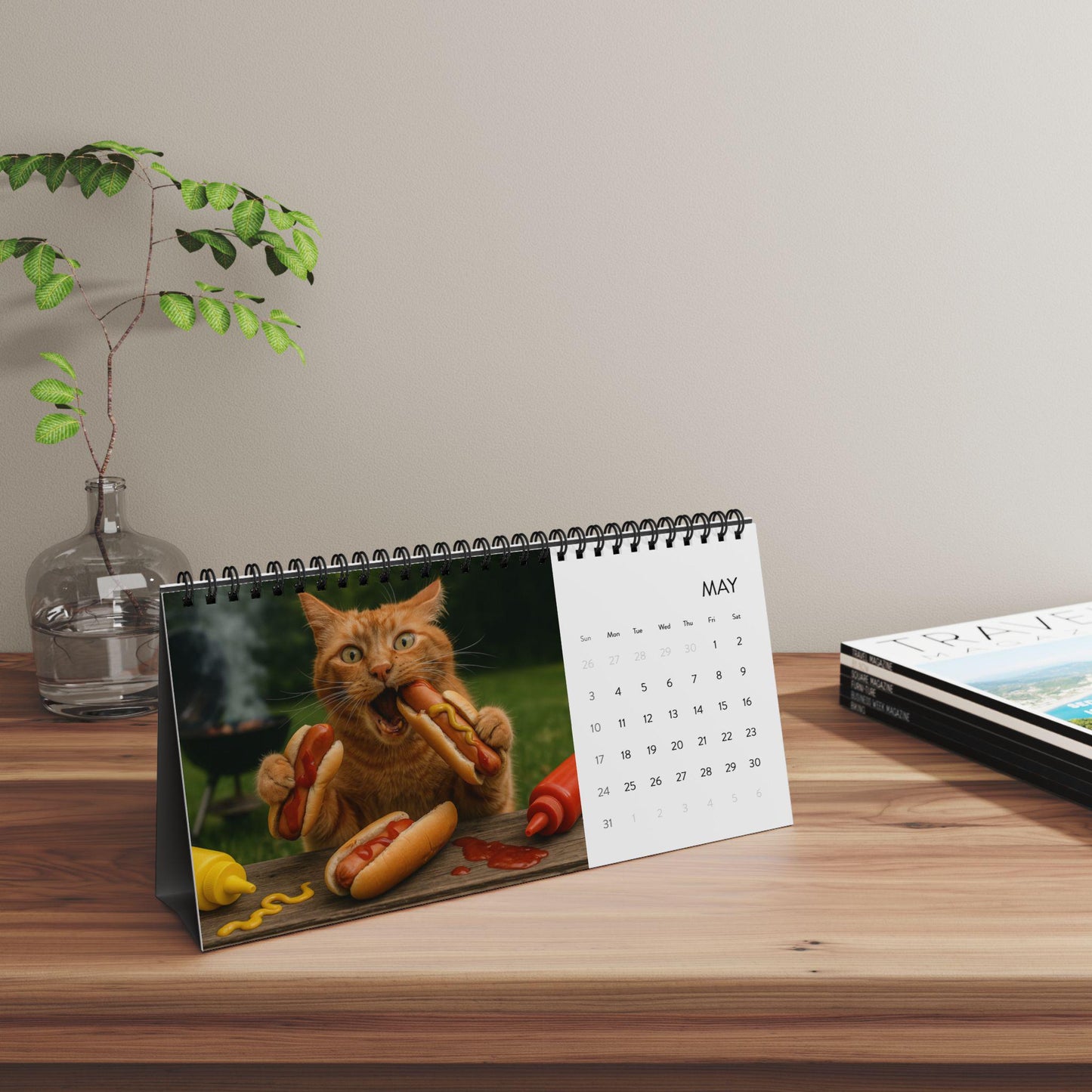 Orange Cat 2026 Desktop Calendar, Funny Cat Mom Gift, Hilarious Witty Kitty Calendar Christmas Gift, Unhinged Adult Humor Kitten Lover Decor