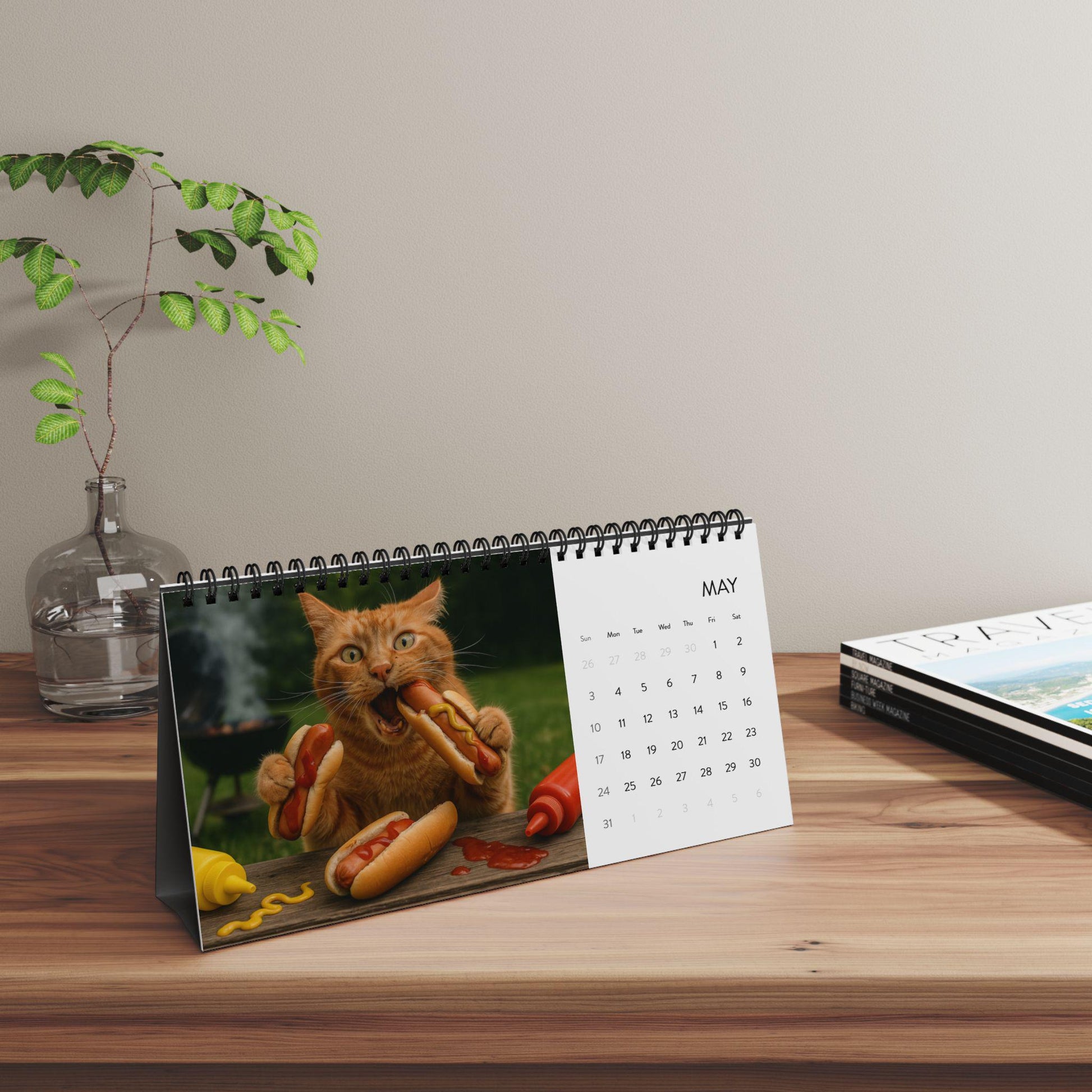 Orange Cat 2026 Desktop Calendar, Funny Cat Mom Gift, Hilarious Witty Kitty Calendar Christmas Gift, Unhinged Adult Humor Kitten Lover Decor