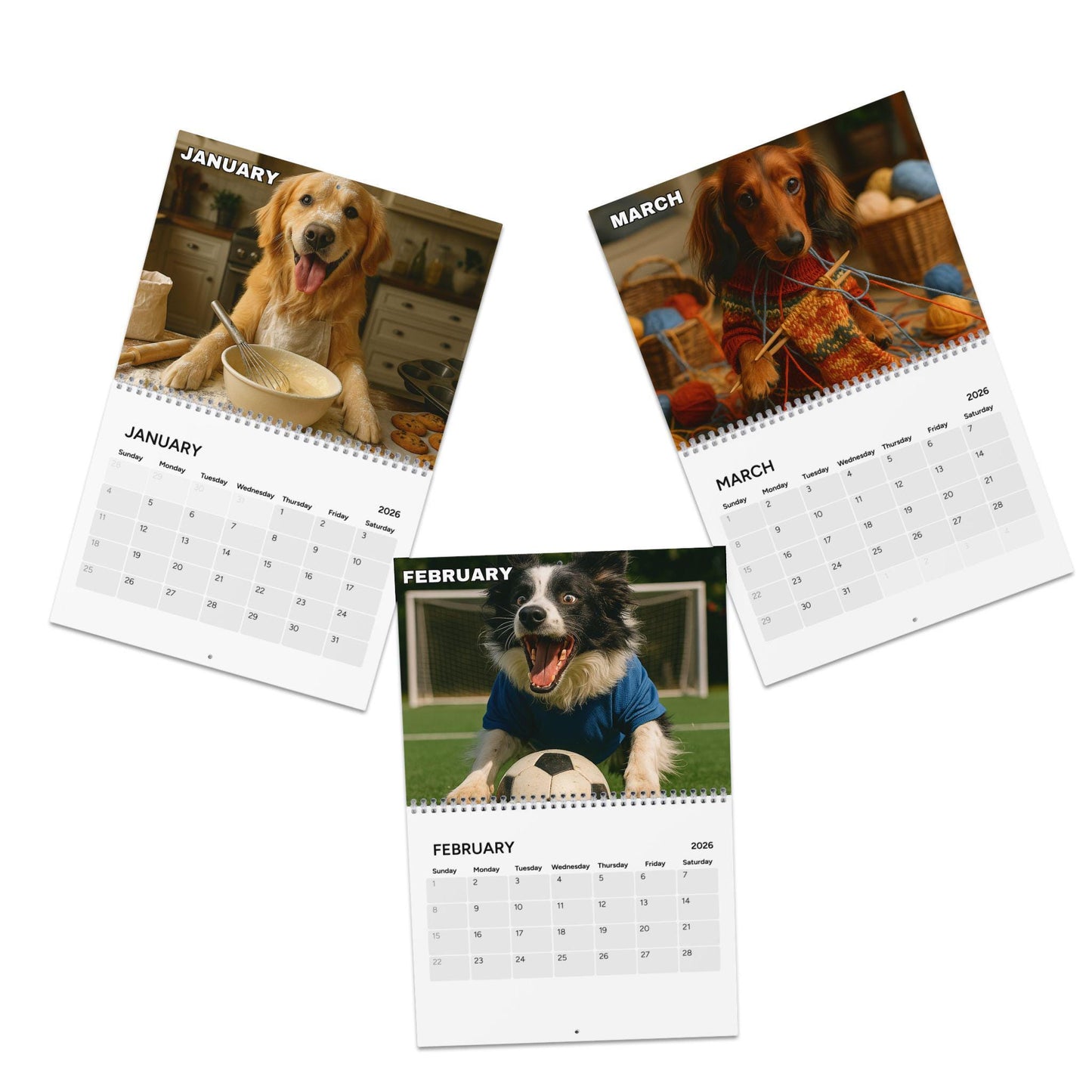 Dogs With Hobbies 2026 Calendar, Office Wall Calendar For Dog Lover, Funny Doggy Gag Gift, Calendar For Coworker Manager, Hilarious Idea