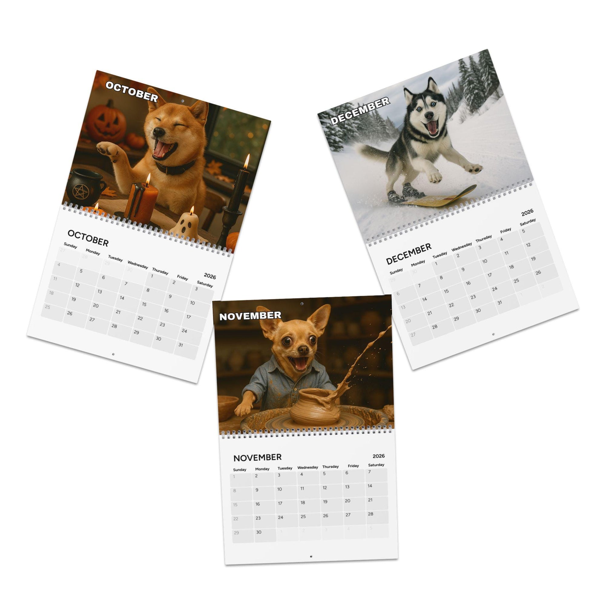 Dogs With Hobbies 2026 Calendar, Office Wall Calendar For Dog Lover, Funny Doggy Gag Gift, Calendar For Coworker Manager, Hilarious Idea