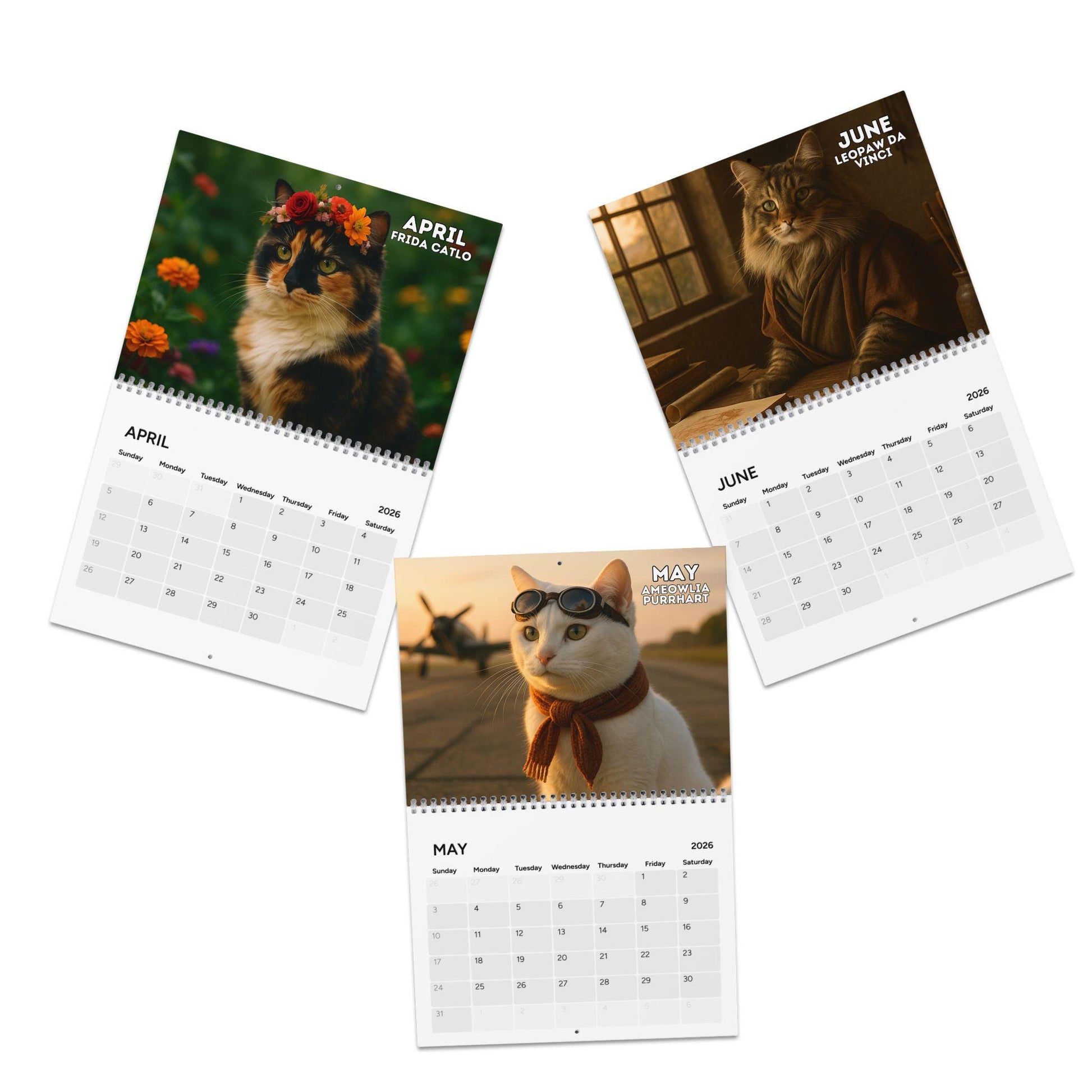Historical Cat Art 2026 Calendar, Funny Cats Renaissance Art, History Kitty Portraits, Vintage Office Decor, Unique Artistic Cat Lover Gift
