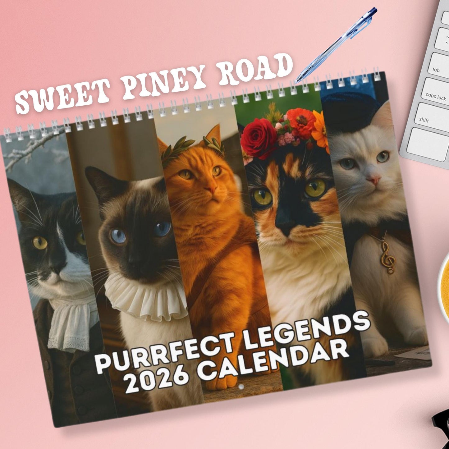 Historical Cat Art 2026 Calendar, Funny Cats Renaissance Art, History Kitty Portraits, Vintage Office Decor, Unique Artistic Cat Lover Gift
