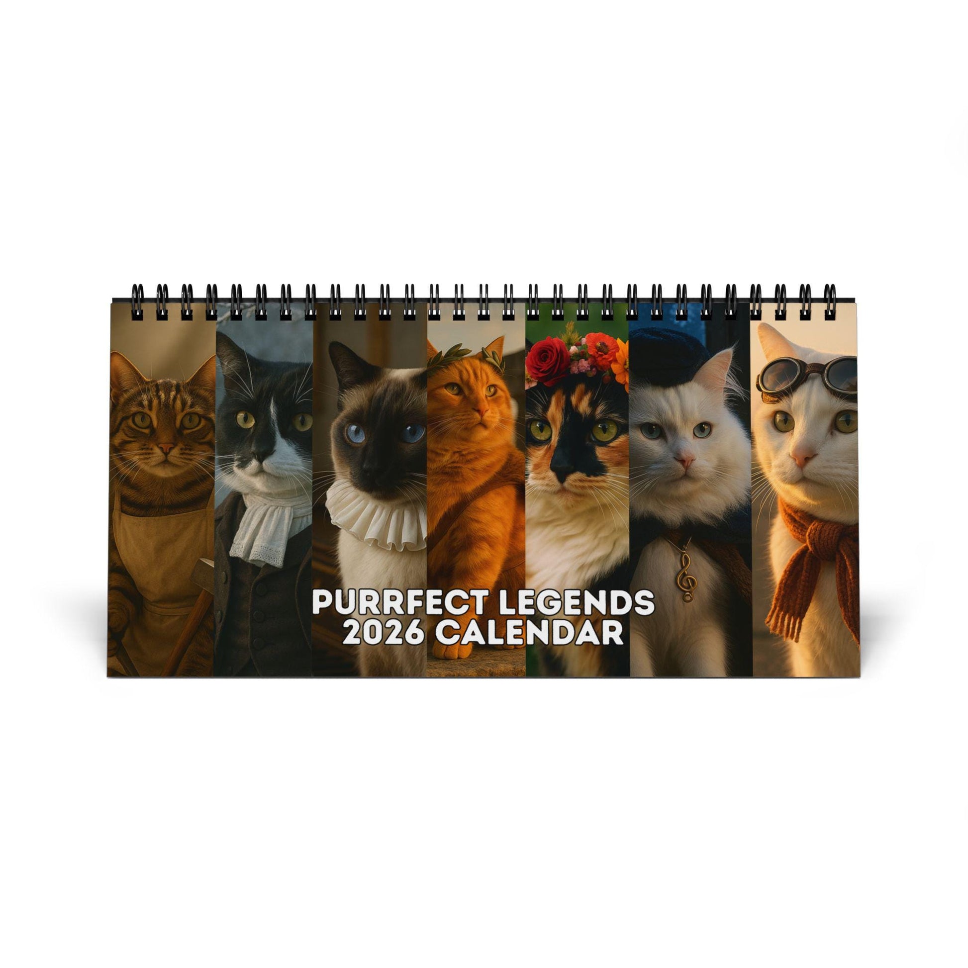 Historical Cat Art 2026 Desk Calendar, Funny Cats Renaissance Art, History Portraits, Vintage Office Decor, Unique Artistic Cat Lover Gift