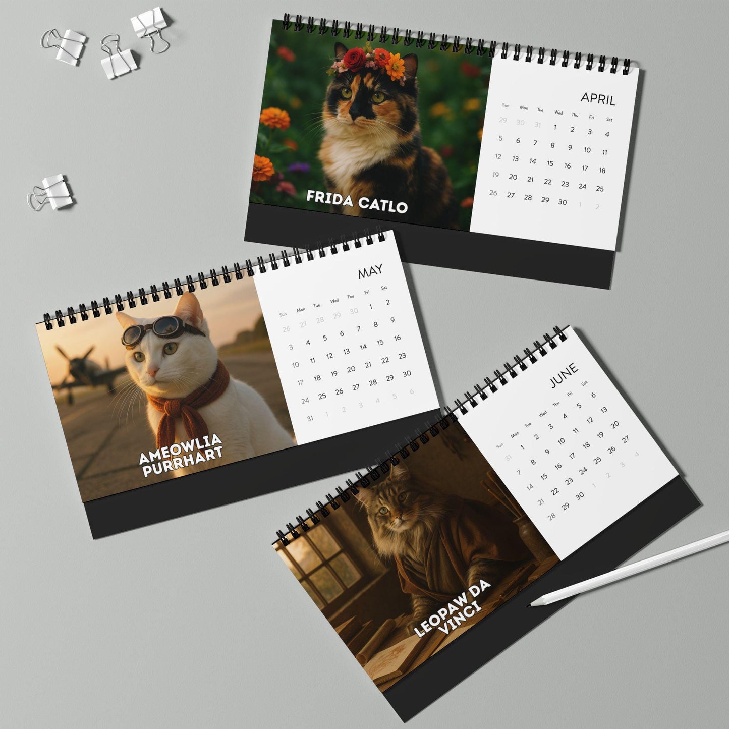 Historical Cat Art 2026 Desk Calendar, Funny Cats Renaissance Art, History Portraits, Vintage Office Decor, Unique Artistic Cat Lover Gift