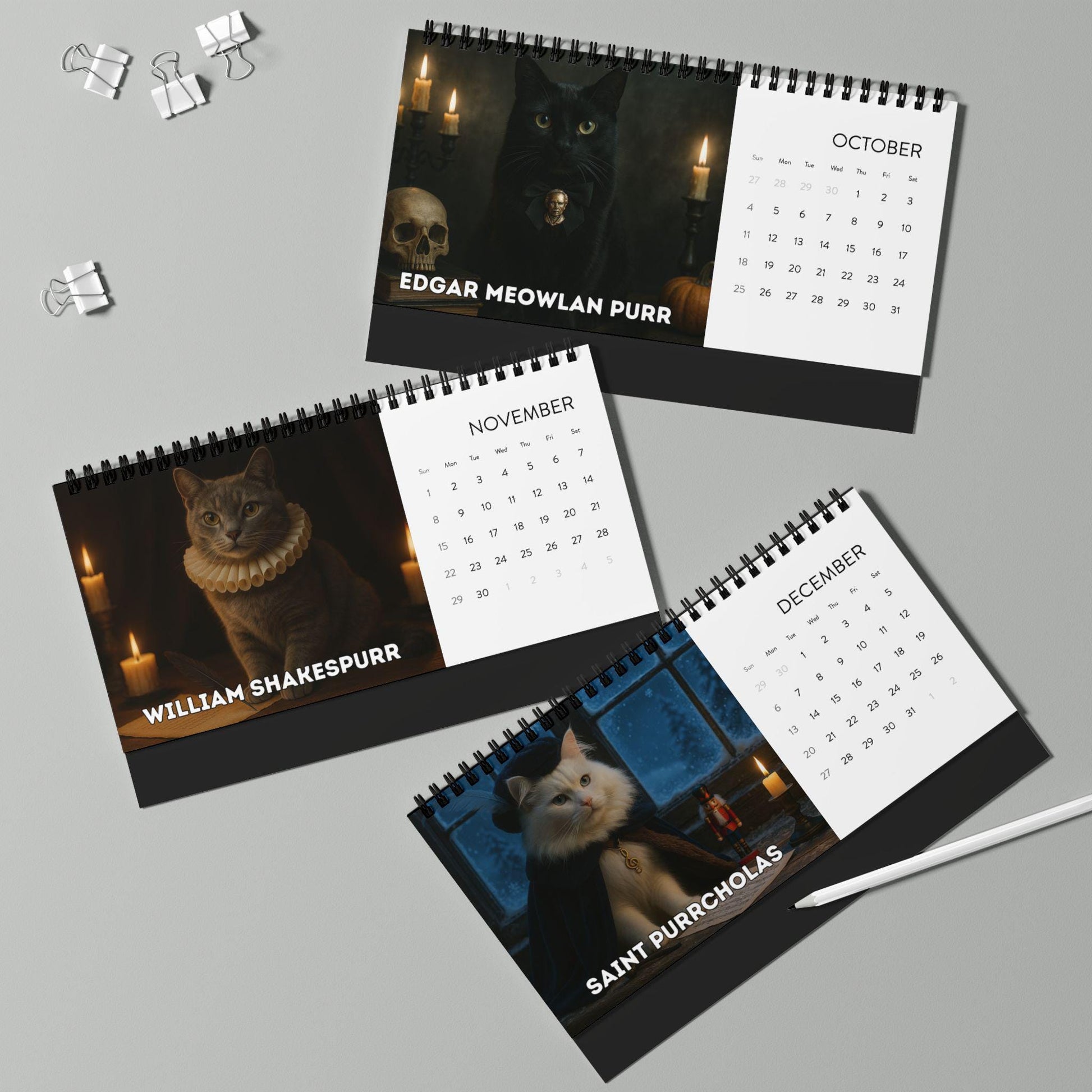 Historical Cat Art 2026 Desk Calendar, Funny Cats Renaissance Art, History Portraits, Vintage Office Decor, Unique Artistic Cat Lover Gift