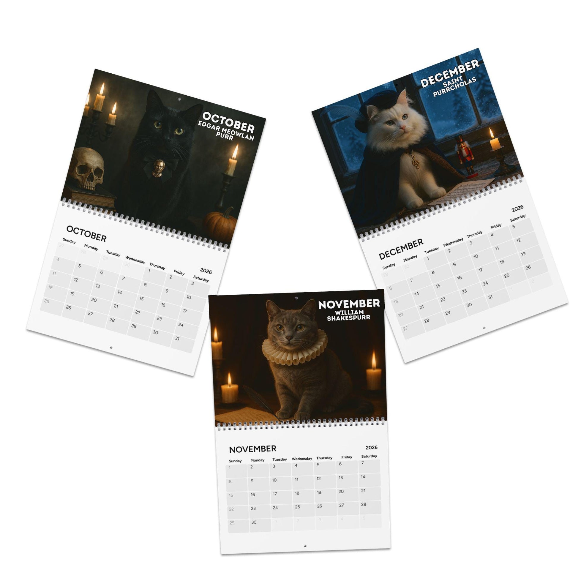 Historical Cat Art 2026 Calendar, Funny Cats Renaissance Art, History Kitty Portraits, Vintage Office Decor, Unique Artistic Cat Lover Gift