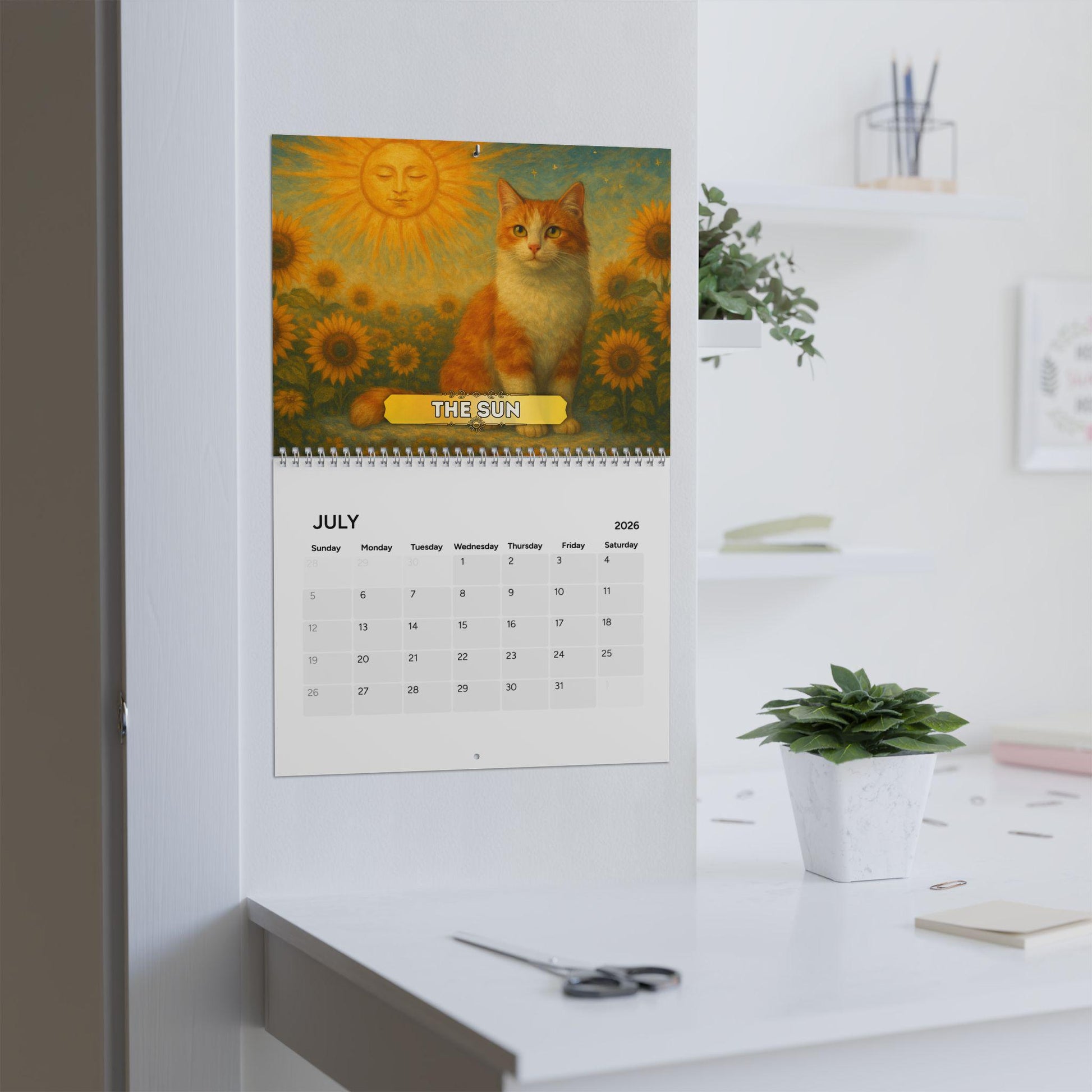 Tarot Cat 2026 Calendar, Witchy Cat Art Calendar, Mystic Feline Wall Art, Goth Aesthetic Gift, Astrology & Tarot Lovers Witch Office Decor