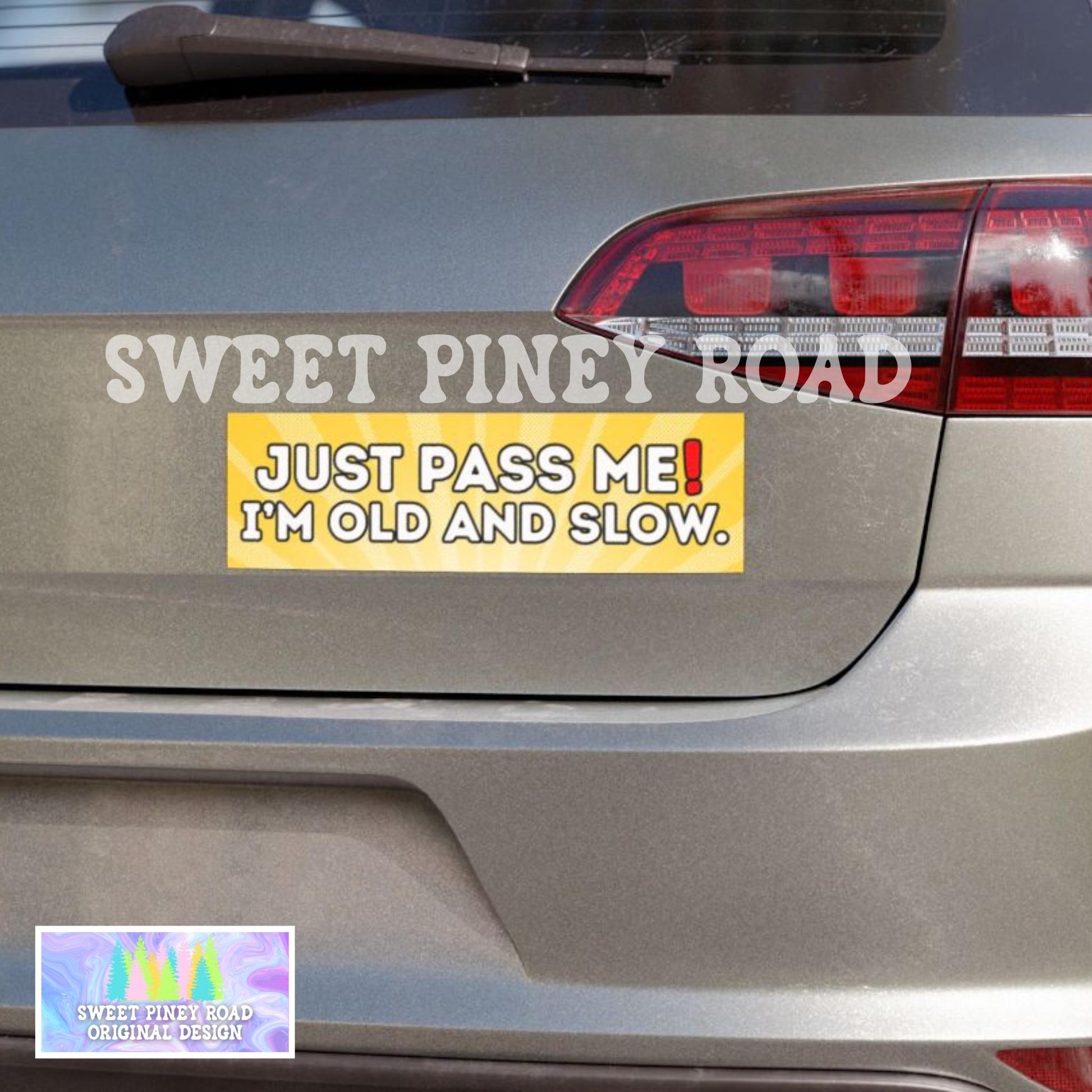 Pass Me I'm Old and Slow Car Magnet, Funny Bumper Sticker Gag Gift For Old Person, Hilarious Joke For Grandpa Grandma, Slow Driver Car Decal