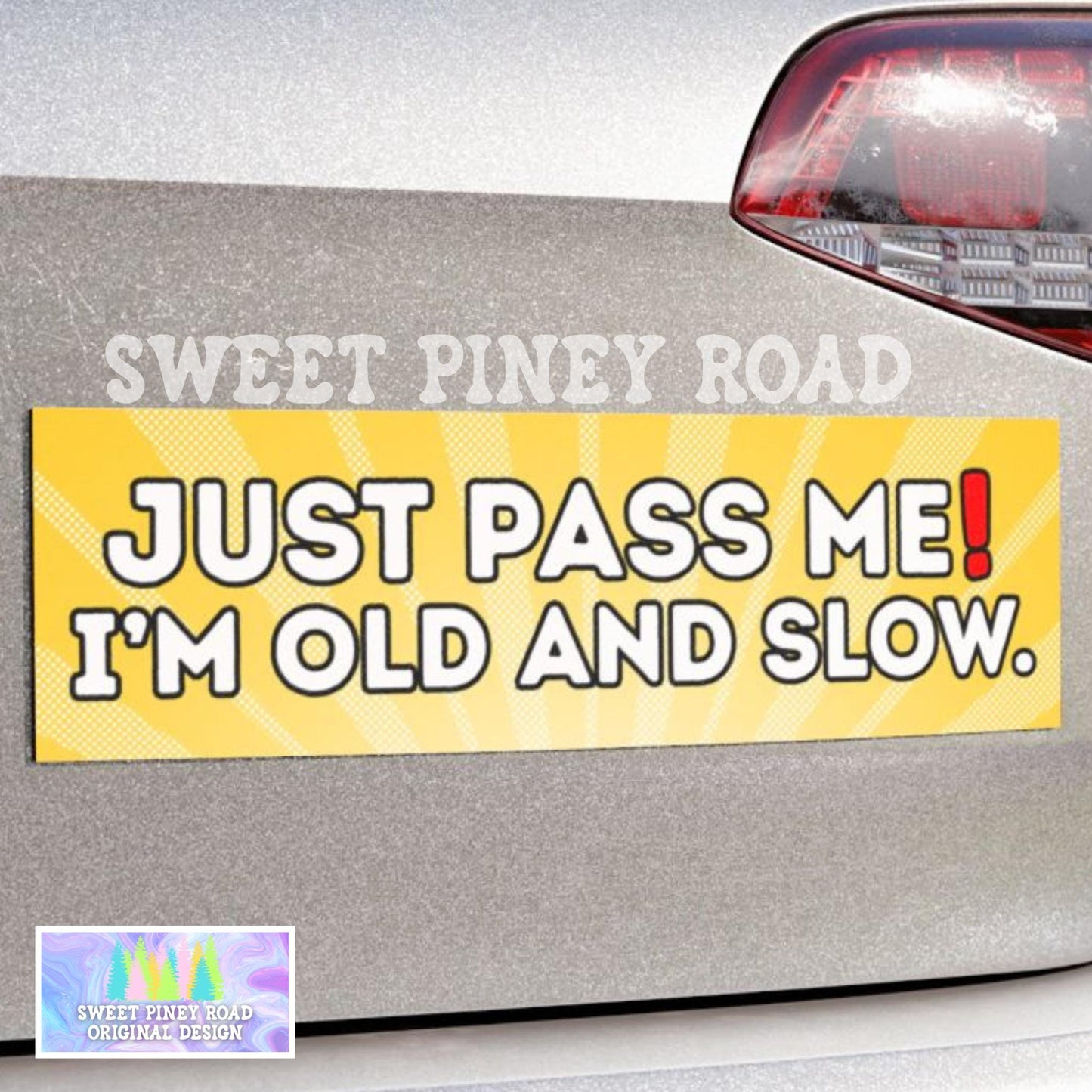 Pass Me I'm Old and Slow Car Magnet, Funny Bumper Sticker Gag Gift For Old Person, Hilarious Joke For Grandpa Grandma, Slow Driver Car Decal