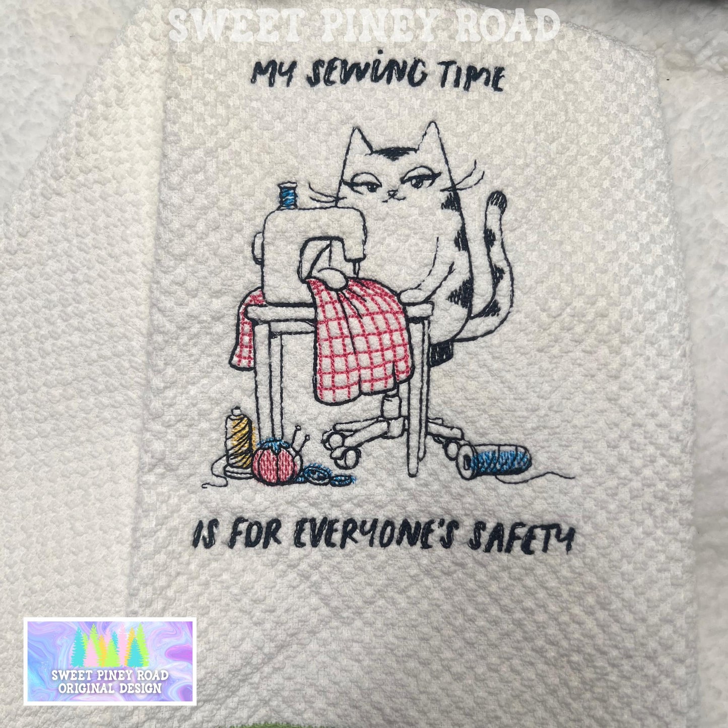 Cat Gift Handmade Embroidery Towel, Christmas Gift For Sewing Crafter, Kitchen Housewarming Gifts, Kitty Lover Idea, Funny Tea Wife or Mom