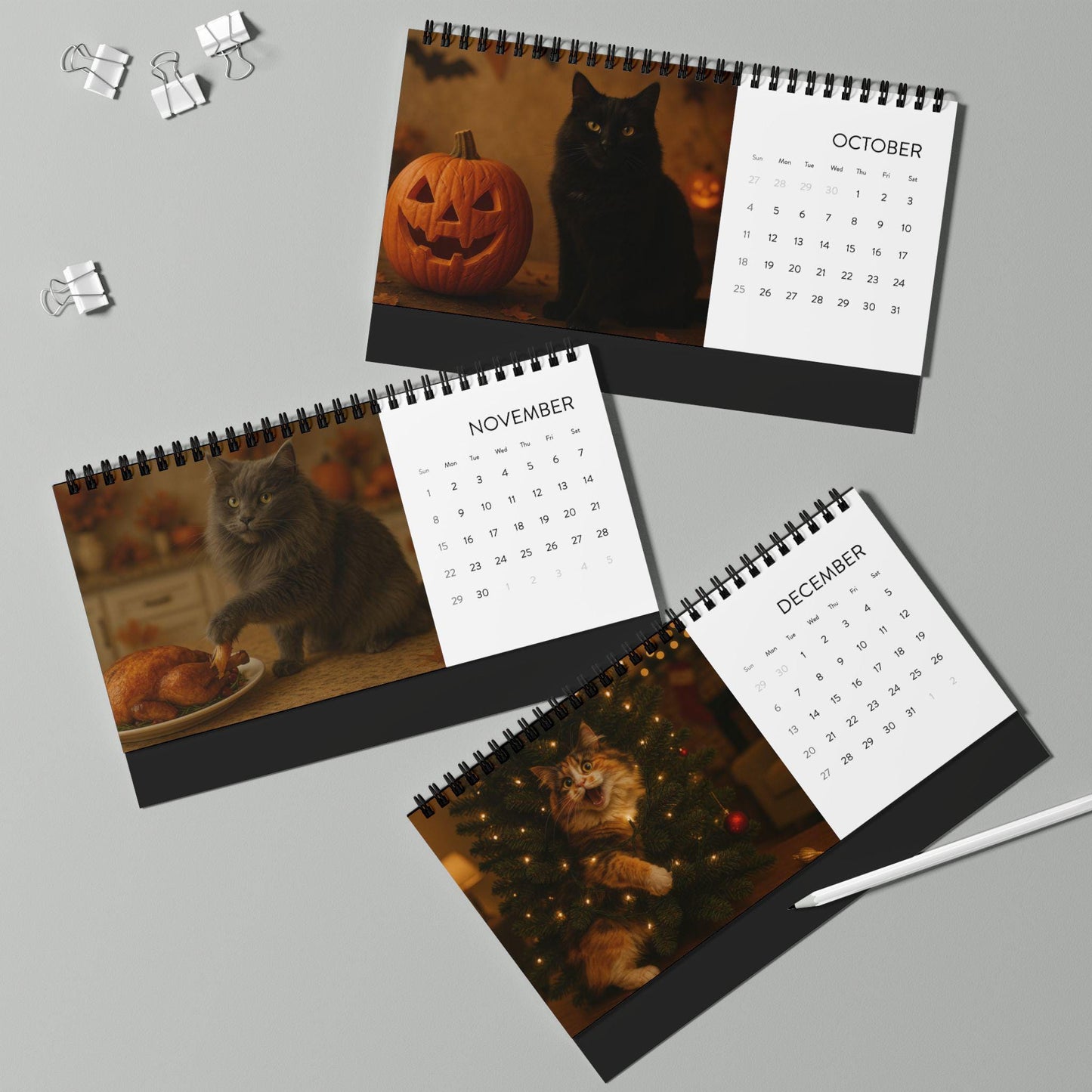 Naughty Cat Wall Calendar 2026, Christmas Gift Cat Mom Gag Gift Funny Weird Gifts White Elephant Secret Santa Kitty Office Decor Hilarious