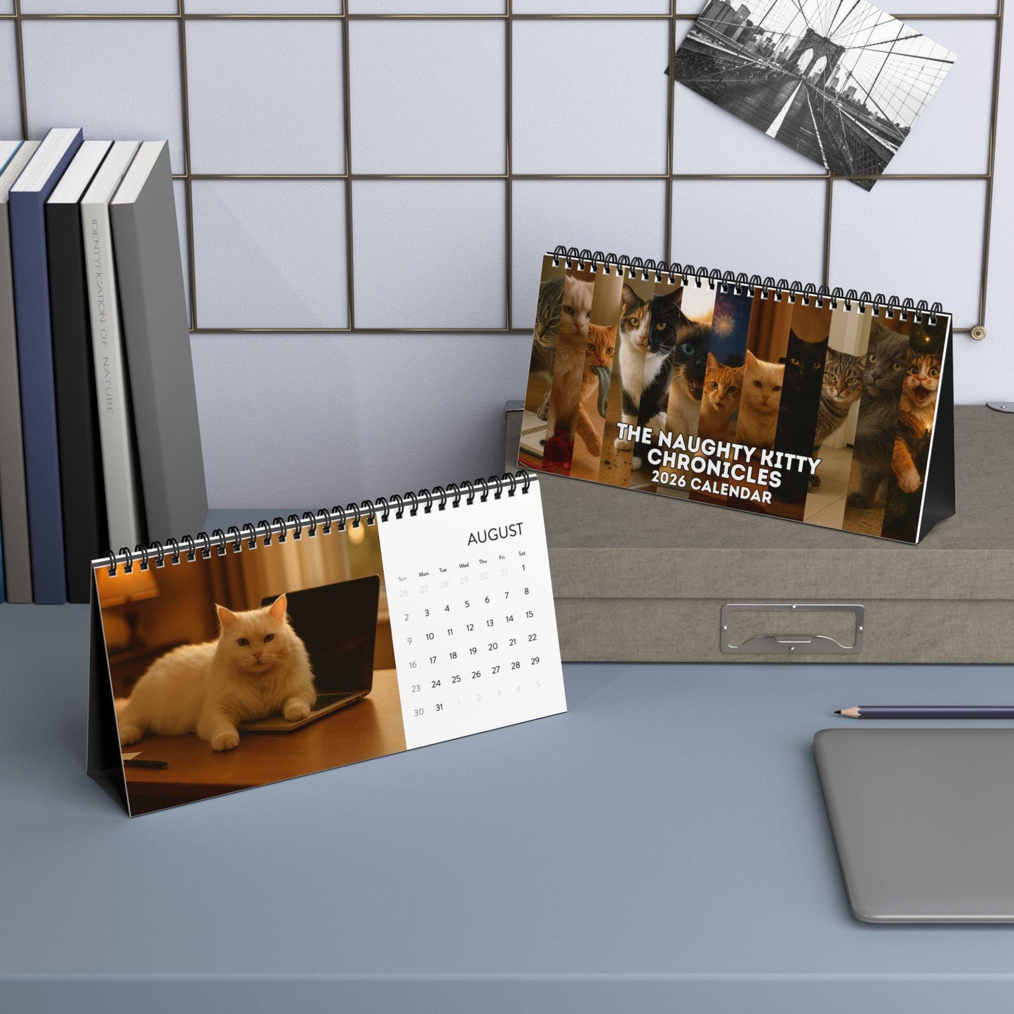 Naughty Cat Wall Calendar 2026, Christmas Gift Cat Mom Gag Gift Funny Weird Gifts White Elephant Secret Santa Kitty Office Decor Hilarious