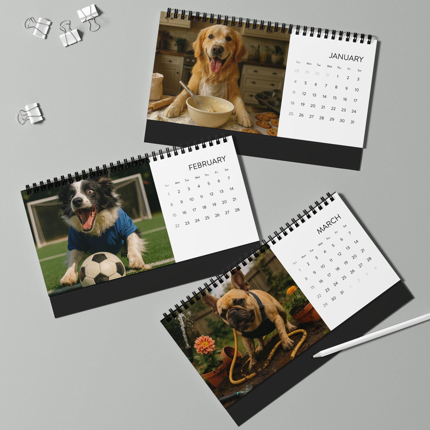 Dogs With Hobbies 2026 Desk Calendar, Office Calendar For Dog Lover, Funny Doggy Gag Gift, Calendar For Coworker Manager, Hilarious Idea