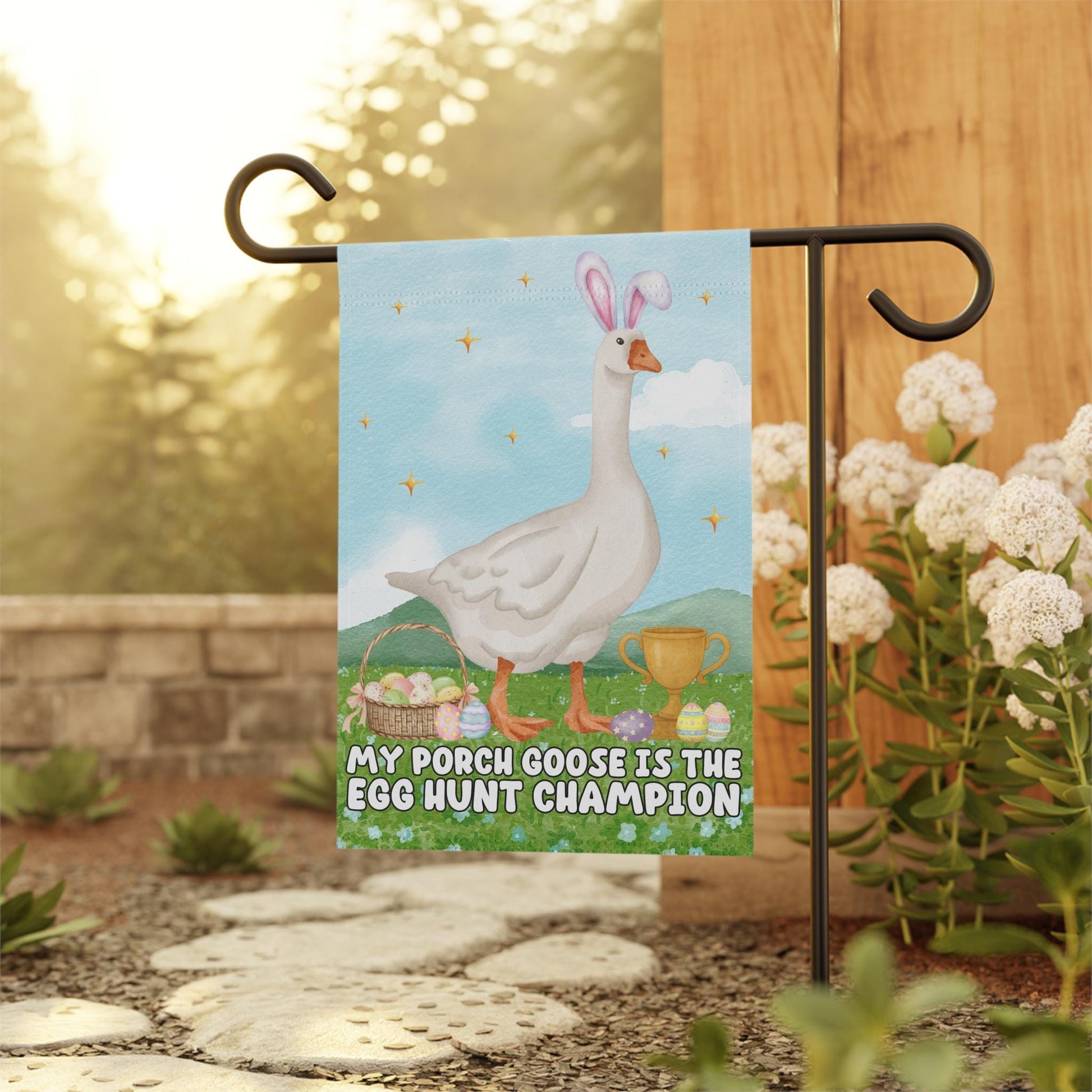 Porch Goose Easter Bunny Garden Flag, Funny Easter Bunny Banner, Silly Honk Home Decor, Gift For Geese Lover, Adorable Spring Decorative
