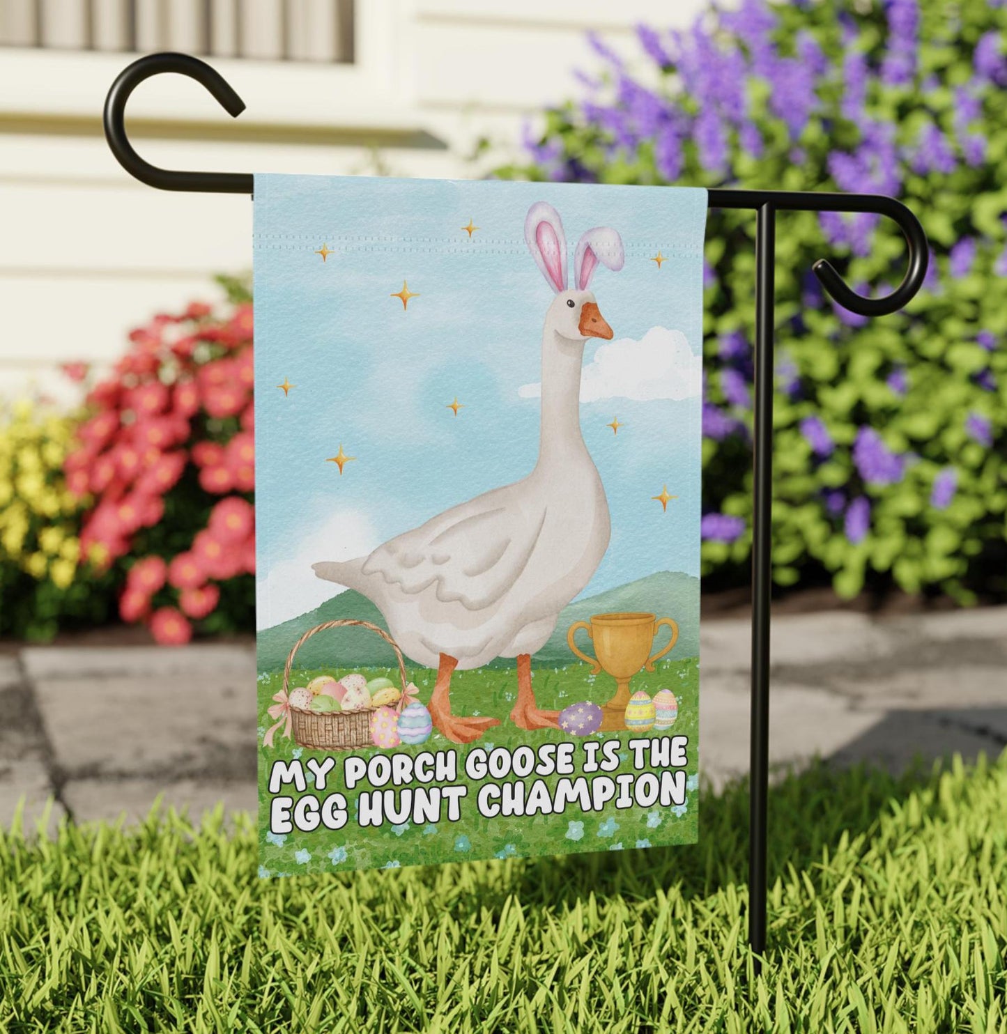 Porch Goose Easter Bunny Garden Flag, Funny Easter Bunny Banner, Silly Honk Home Decor, Gift For Geese Lover, Adorable Spring Decorative