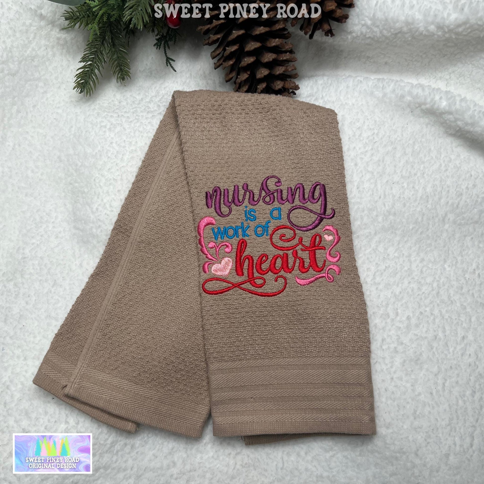 Nurse Embroidered Towel, Nursing Work of Heart Bath Decor, Birthday Housewarming Christmas Gift, Adorable Wash Cloth For Kitchen Farmhouse