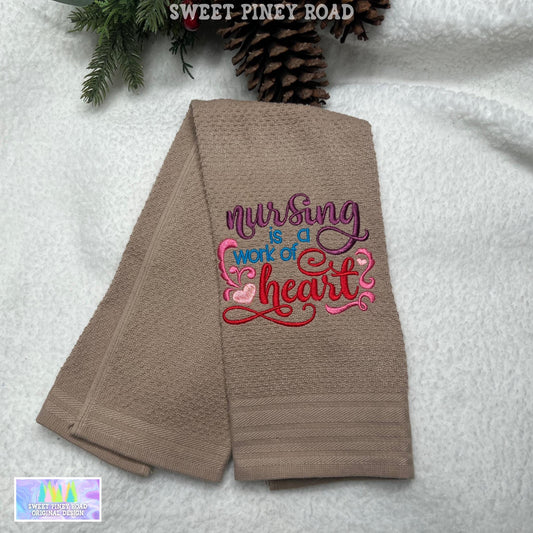 Nurse Embroidered Towel, Nursing Work of Heart Bath Decor, Birthday Housewarming Christmas Gift, Adorable Wash Cloth For Kitchen Farmhouse