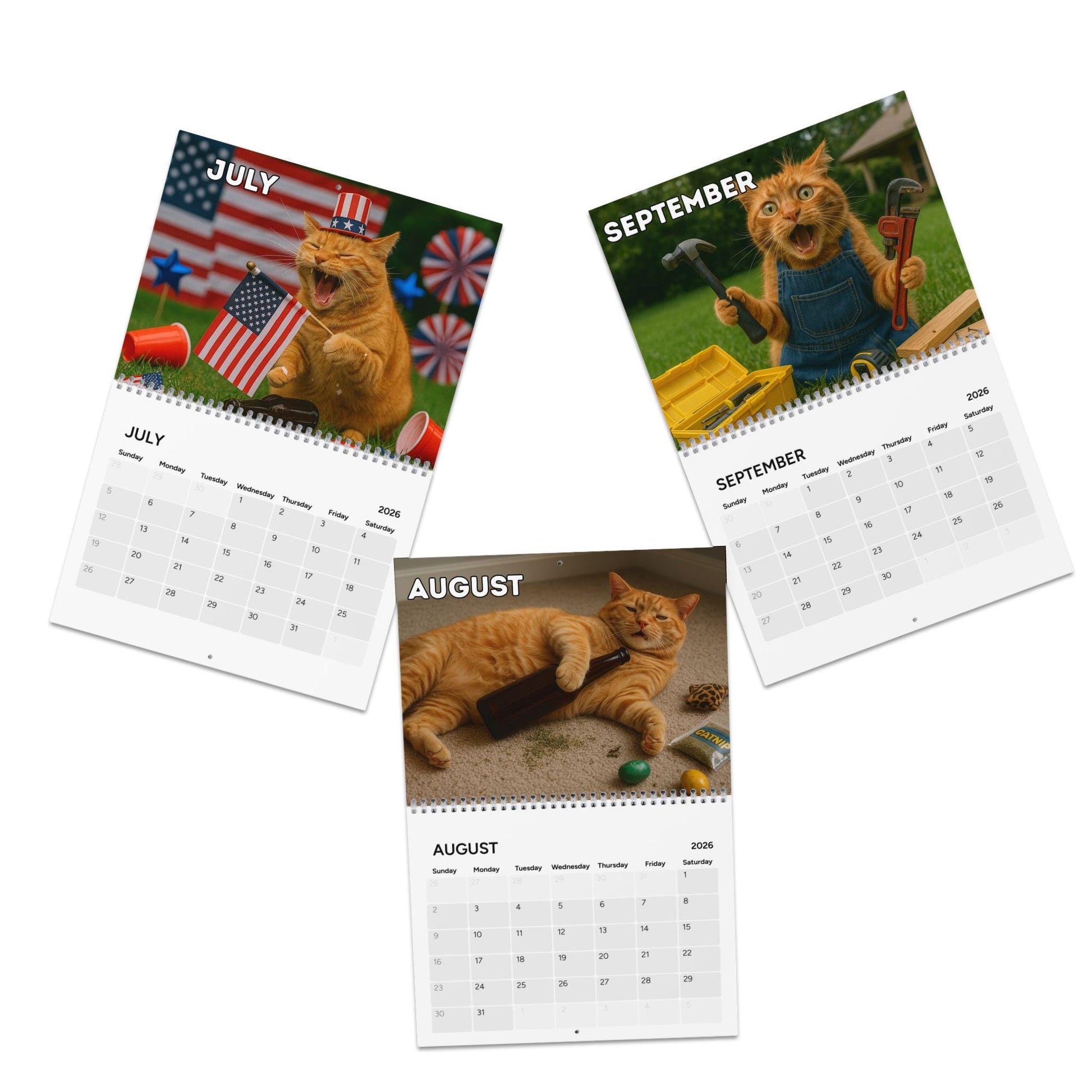 Orange Cat 2026 Wall Calendar, Funny Cat Mom Gift, Hilarious Witty Kitty Calendar, Christmas Gift, Unhinged Adult Humor, Kitten Lover Decor