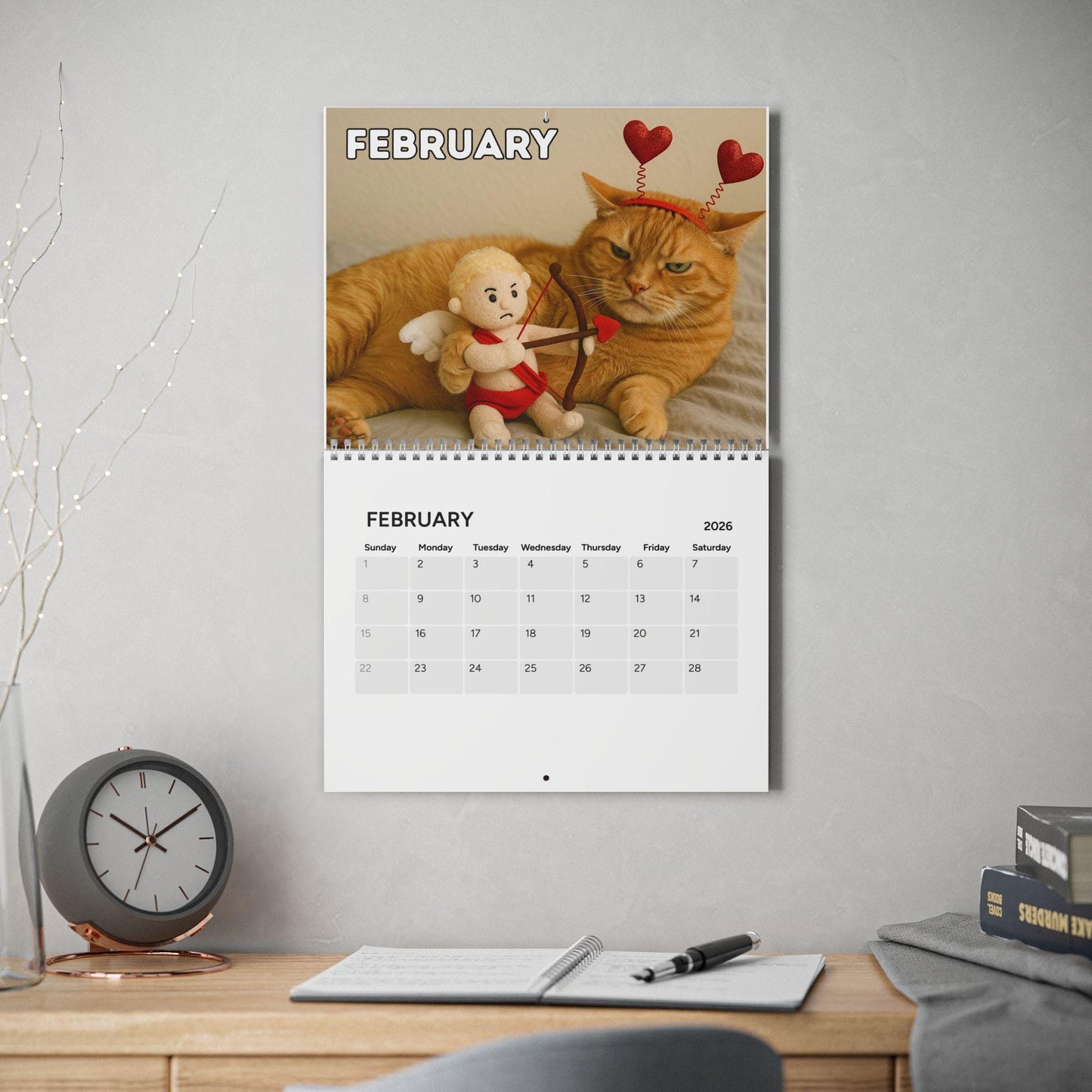 Orange Cat 2026 Wall Calendar, Funny Cat Mom Gift, Hilarious Witty Kitty Calendar, Christmas Gift, Unhinged Adult Humor, Kitten Lover Decor