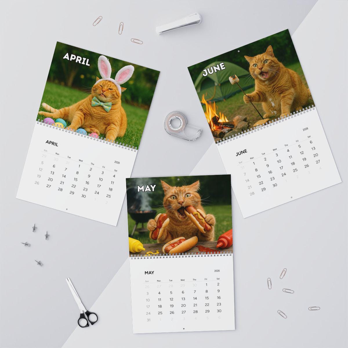 Orange Cat 2026 Wall Calendar, Funny Cat Mom Gift, Hilarious Witty Kitty Calendar, Christmas Gift, Unhinged Adult Humor, Kitten Lover Decor