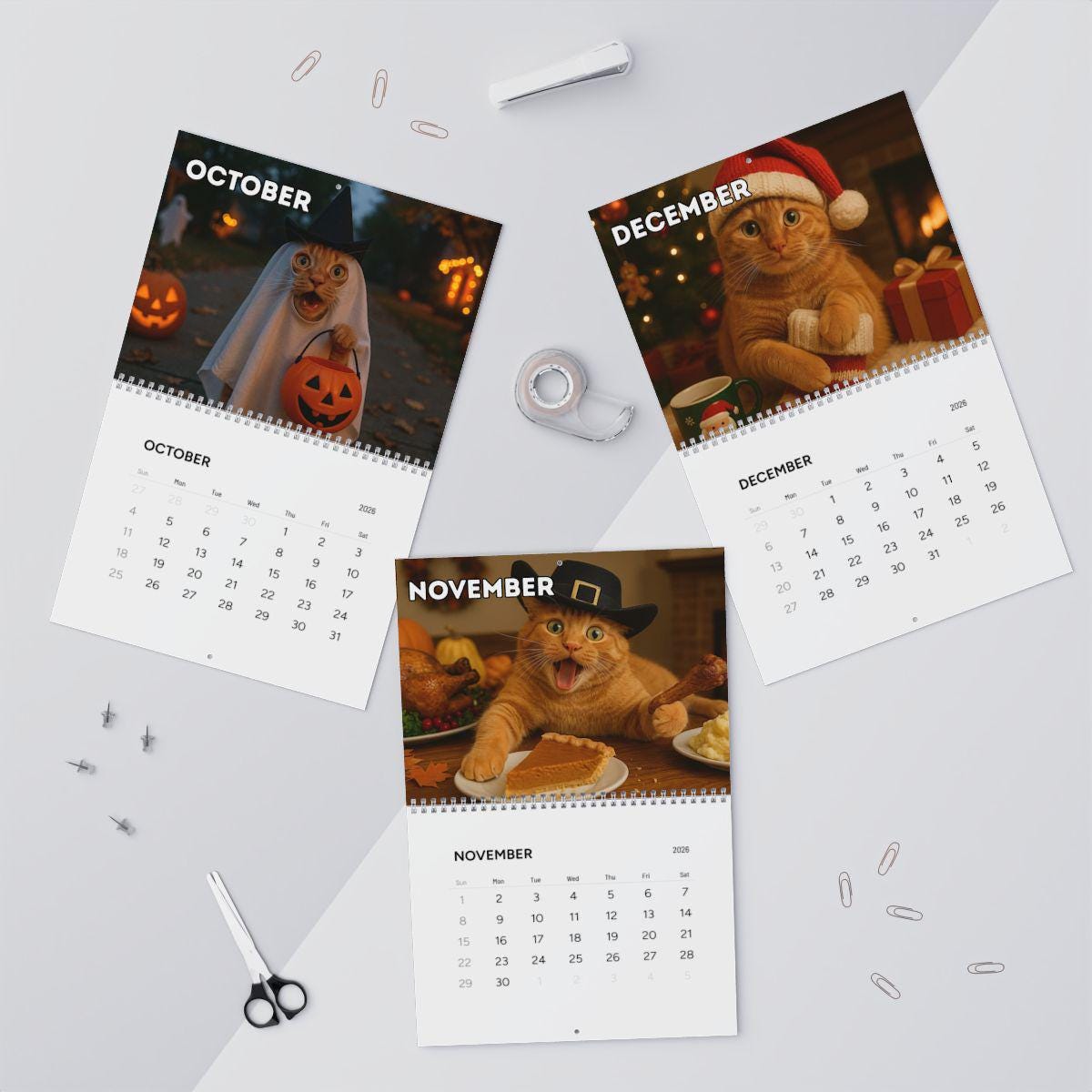 Orange Cat 2026 Wall Calendar, Funny Cat Mom Gift, Hilarious Witty Kitty Calendar, Christmas Gift, Unhinged Adult Humor, Kitten Lover Decor