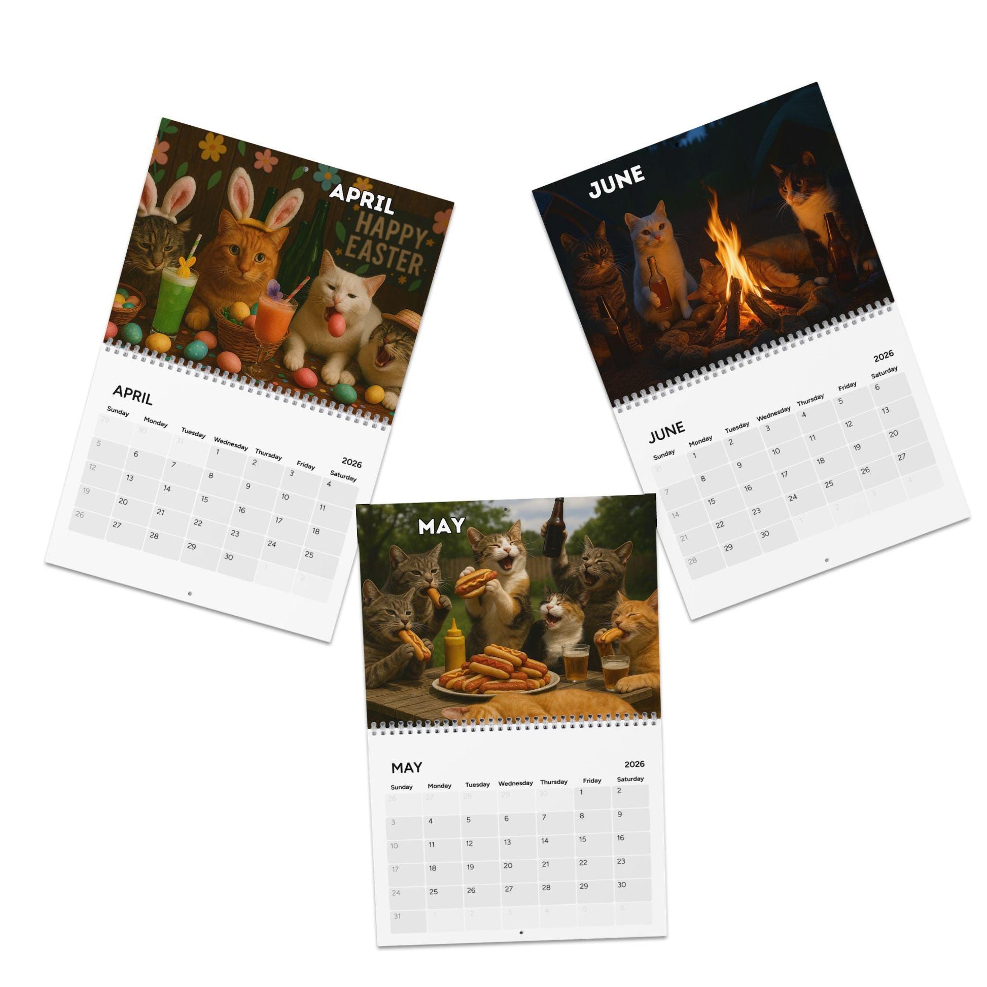 Drunk Cats 2026 Calendar, Cat Lover Calendar, Funny Calendar, Gag Gifts For Kitty Owner, Hilarious Gift Ideas, White Elephant Secret Santa