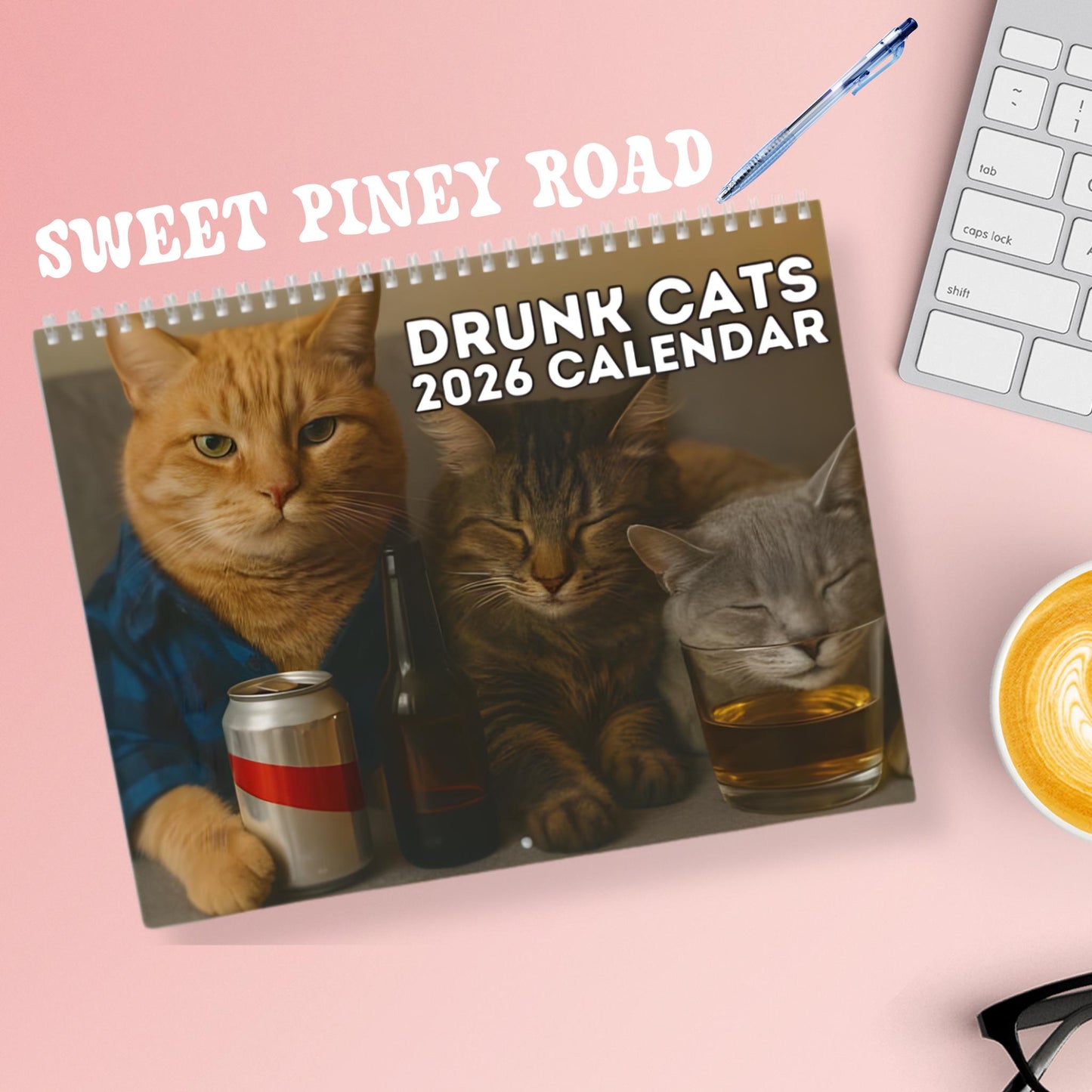 Drunk Cats 2026 Calendar, Cat Lover Calendar, Funny Calendar, Gag Gifts For Kitty Owner, Hilarious Gift Ideas, White Elephant Secret Santa