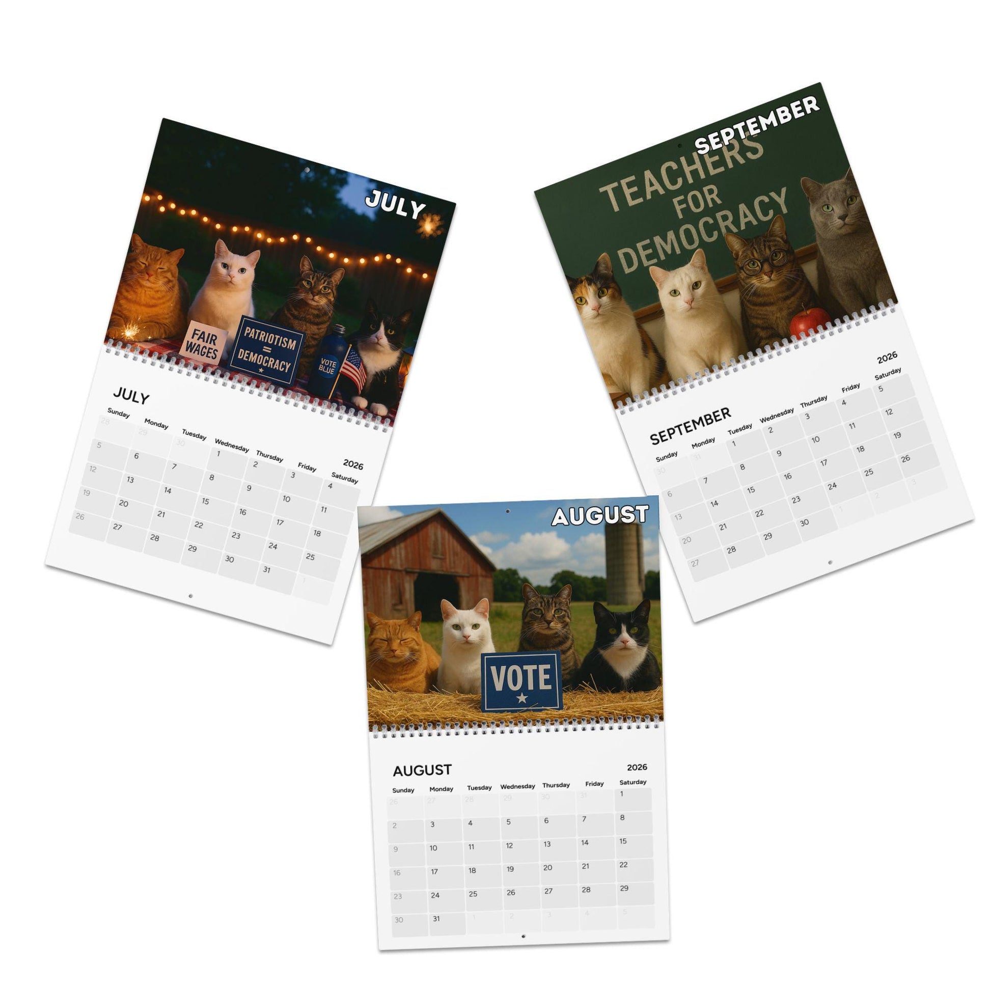 Anti Trump Cat 2026 Calendar, Kitten Lover Calendar, Funny Kitty Gag Gift, Hilarious Ideas For Office, Leftist Progressive Pro-Democracy FDT