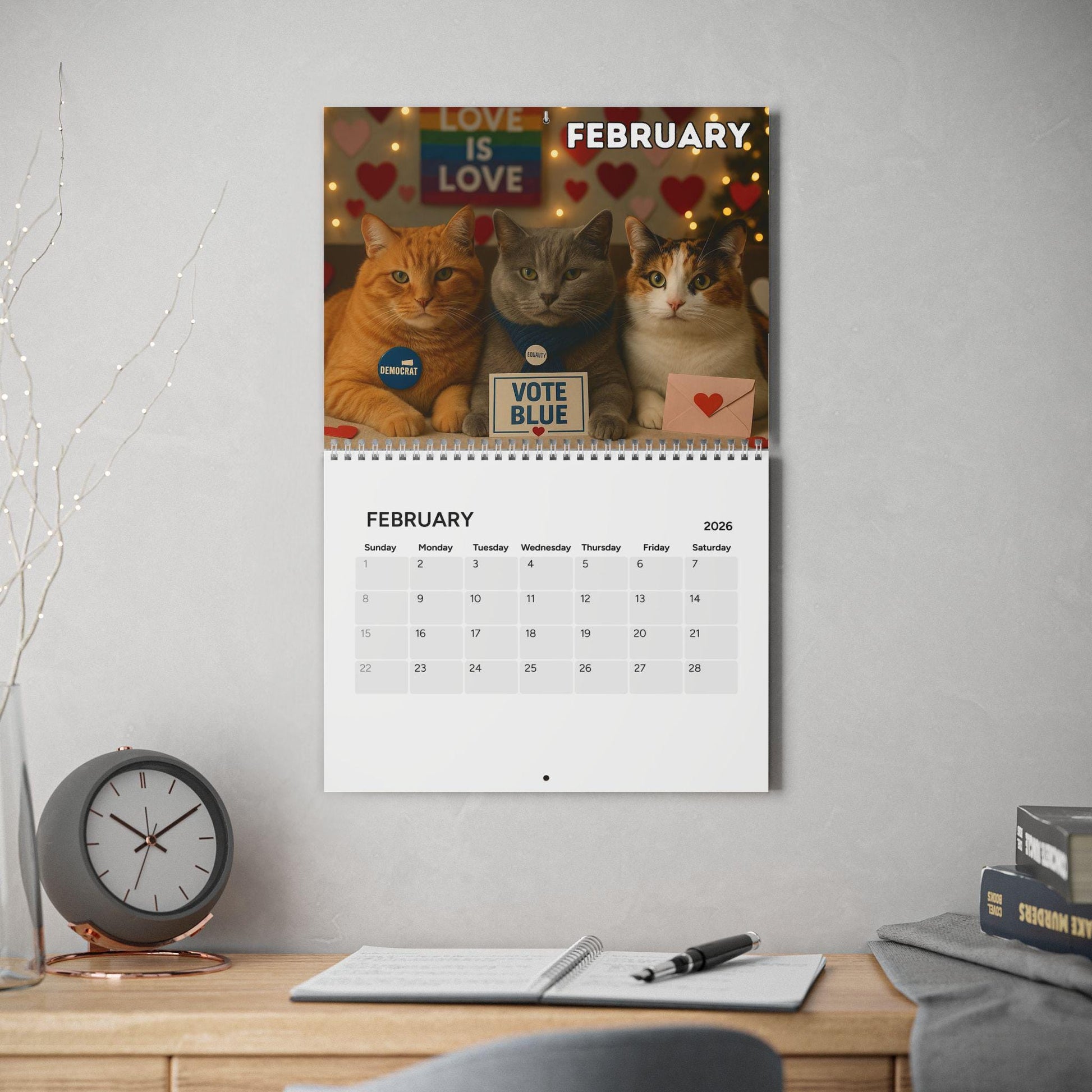 Anti Trump Cat 2026 Calendar, Kitten Lover Calendar, Funny Kitty Gag Gift, Hilarious Ideas For Office, Leftist Progressive Pro-Democracy FDT