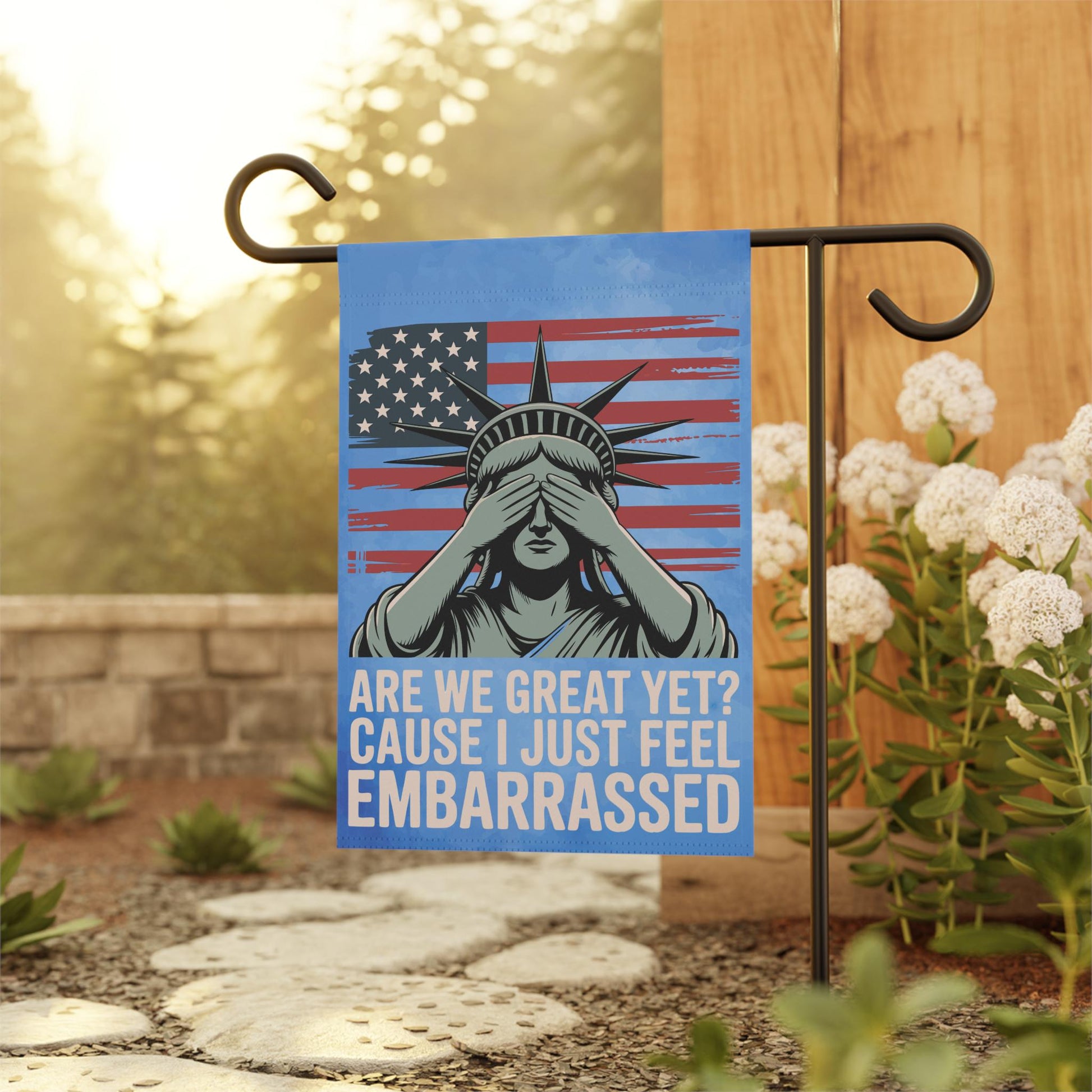 Are We Great Yet Embarrassed Yard Flag, Anti Trump FDT Empowerment Garden Banner, Lady Liberty Home Decor, Outdoors Waterproof Leftist Gift