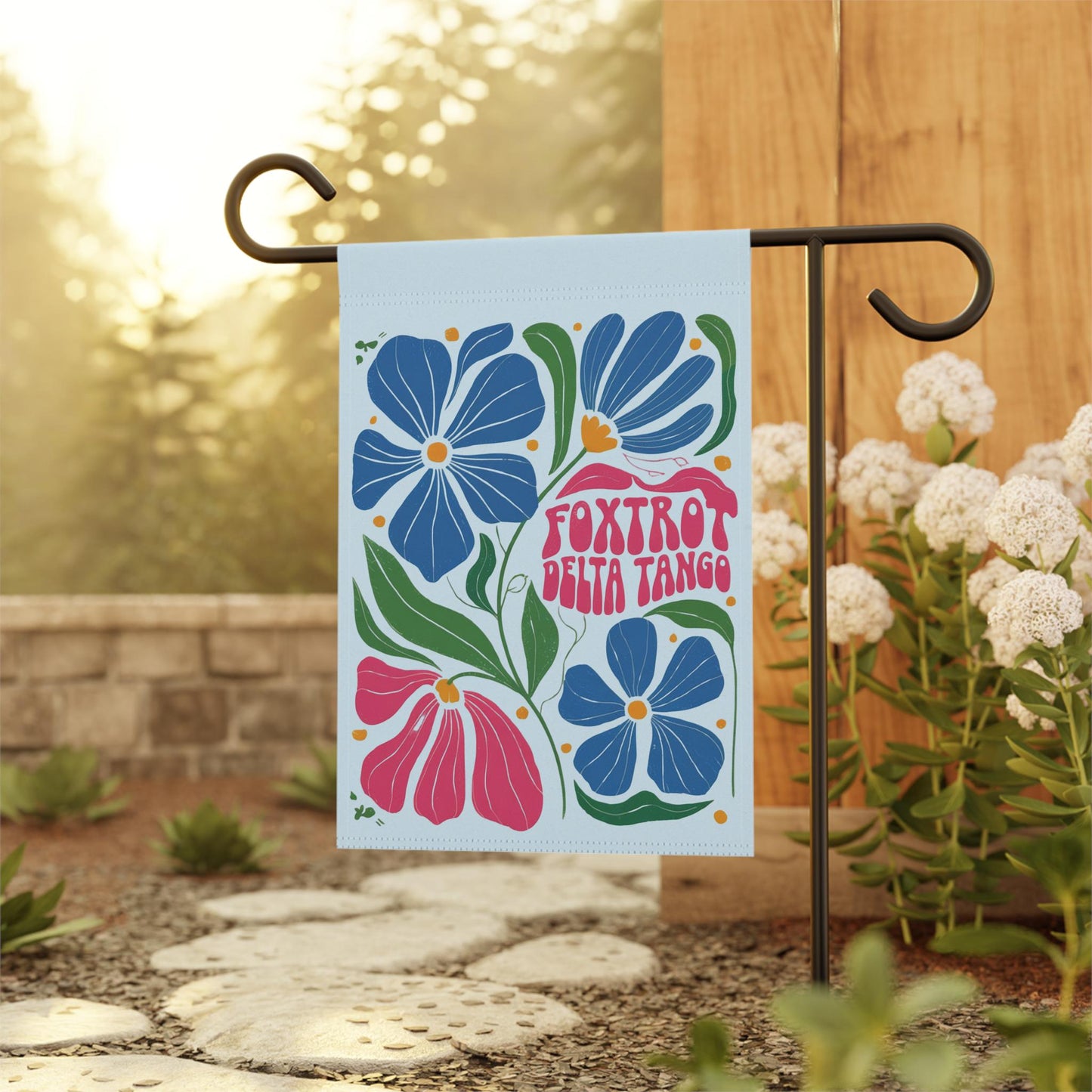Subtle Foxtrot Delta Tango Yard Flag, FDT Floral Garden Banner, Anti MAGA Anti Trump Flower Design Home Decor, Gift For Liberal Leftist