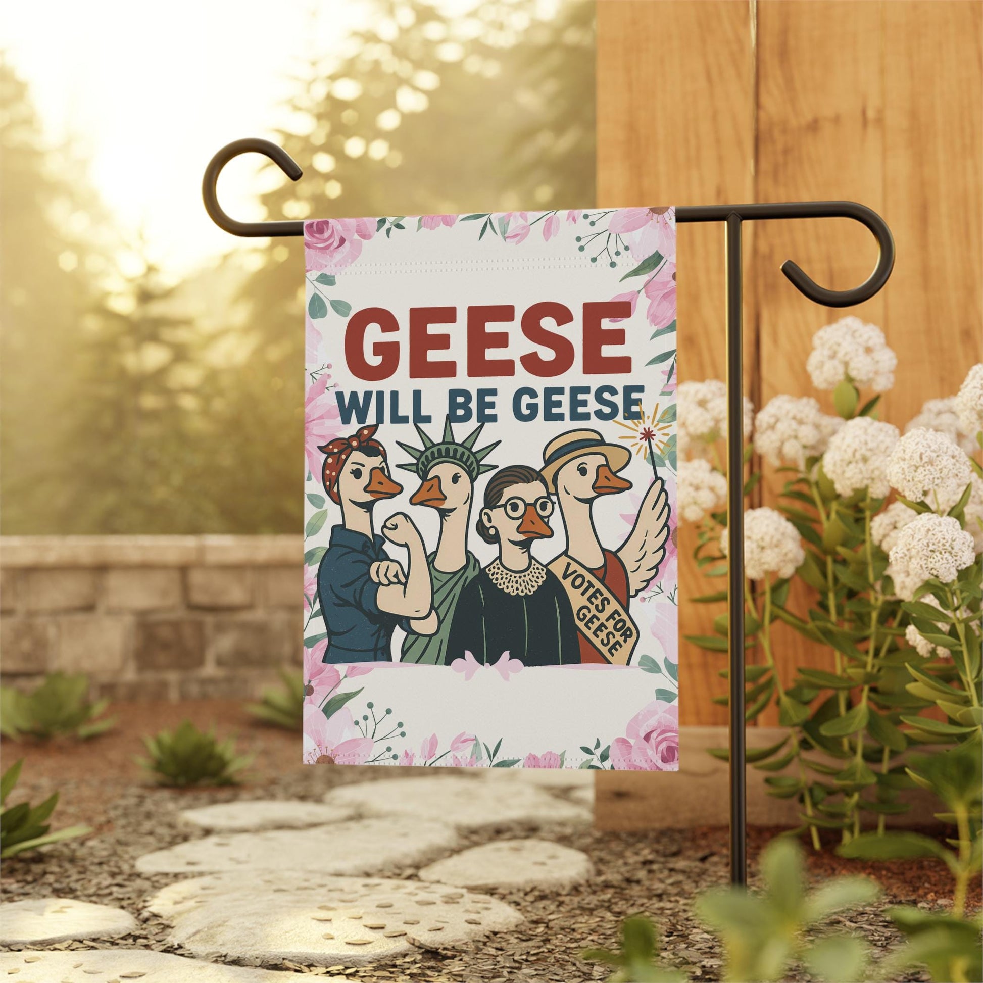 Feminist Quote Yard Flag, Gift For Her Garden Banner, Goose Womens Rights, Anti Trump FDT Empowerment, Ruth Bader, Lady Liberty We Can Do It