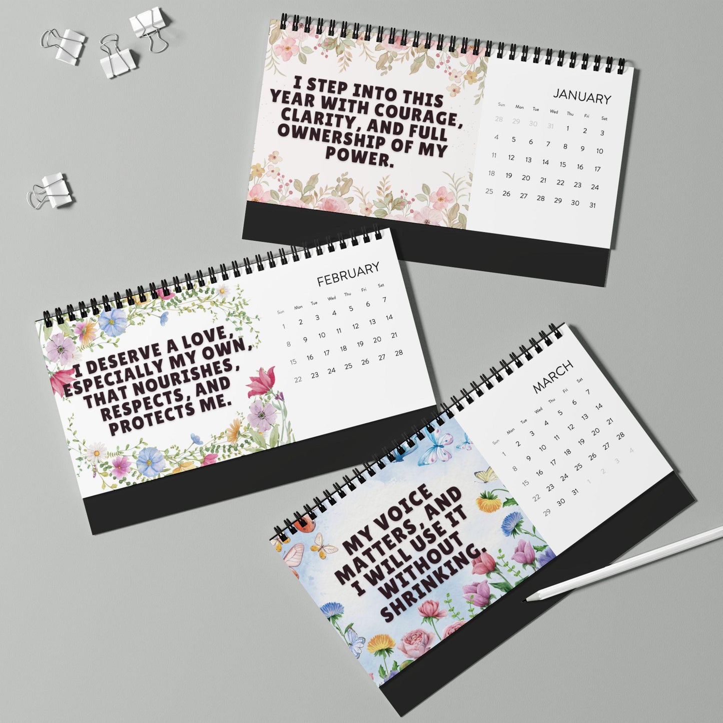 Women's Affirmation 2026 Desktop Calendar, Woman Motivational Decor, Inspirational Positive Thoughts For Women, Empowerment New Year New Me