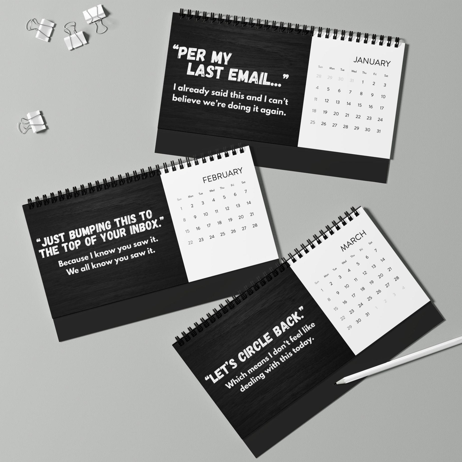 2026 Funny Corporate Desk Calendar, Passive Aggressive Office Quotes, Snarky Work Humor Gift Coworker Manager Friend White Elephant Gag Gift