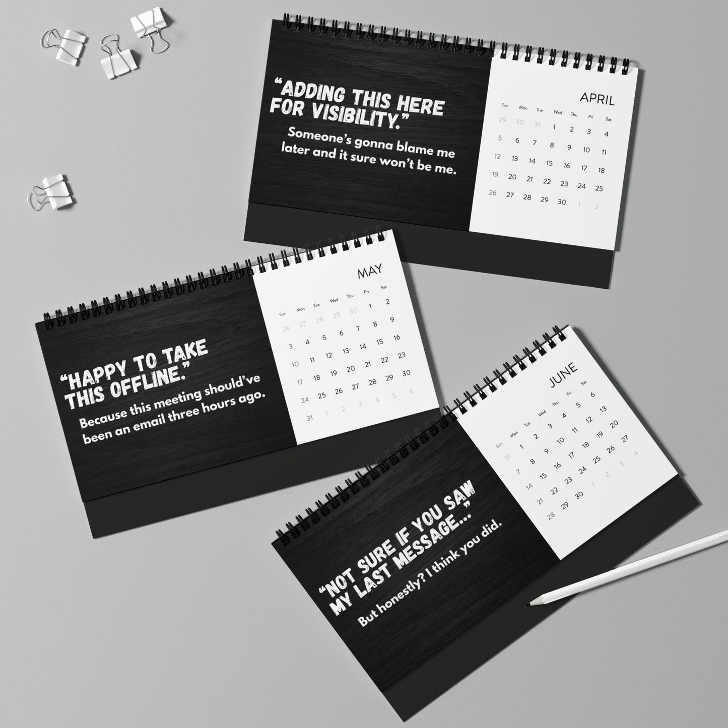 2026 Funny Corporate Desk Calendar, Passive Aggressive Office Quotes, Snarky Work Humor Gift Coworker Manager Friend White Elephant Gag Gift