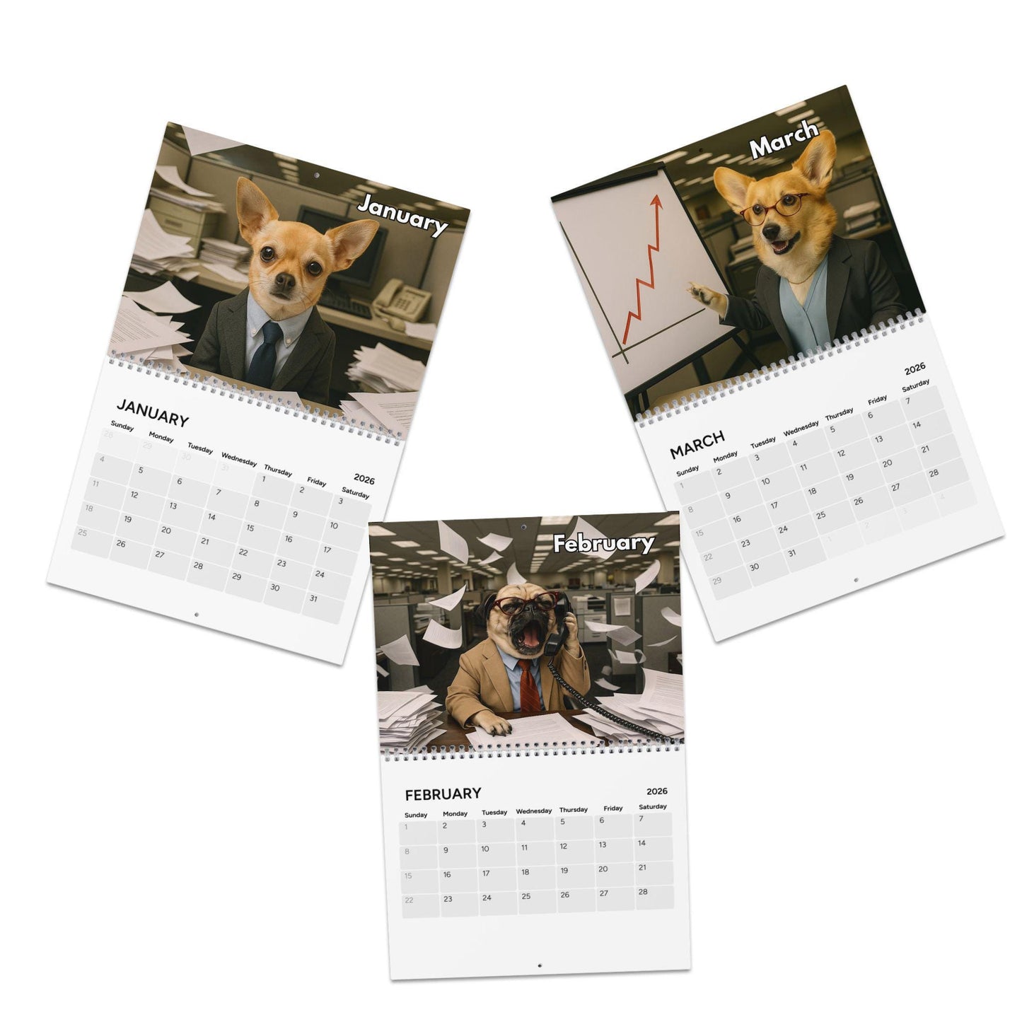 Corporate Dogs 2026 Calendar, Hilarious Puppy Lover Wall Calendar, Funny Calendar, Gag Gifts, Funny Gift Ideas, White Elephant, Secret Santa