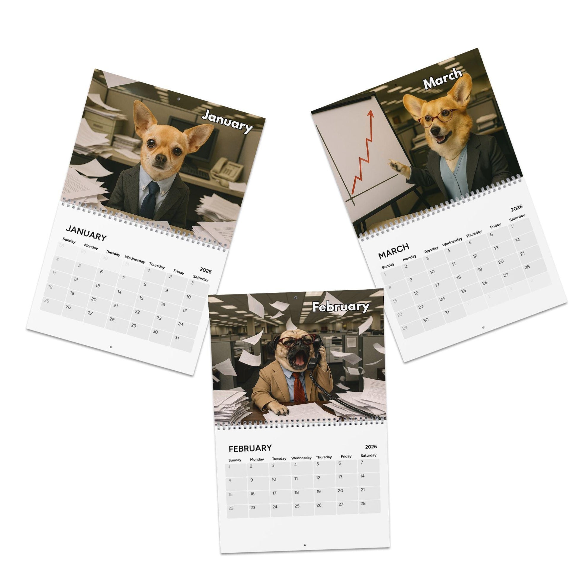 Corporate Dogs 2026 Calendar, Hilarious Puppy Lover Wall Calendar, Funny Calendar, Gag Gifts, Funny Gift Ideas, White Elephant, Secret Santa