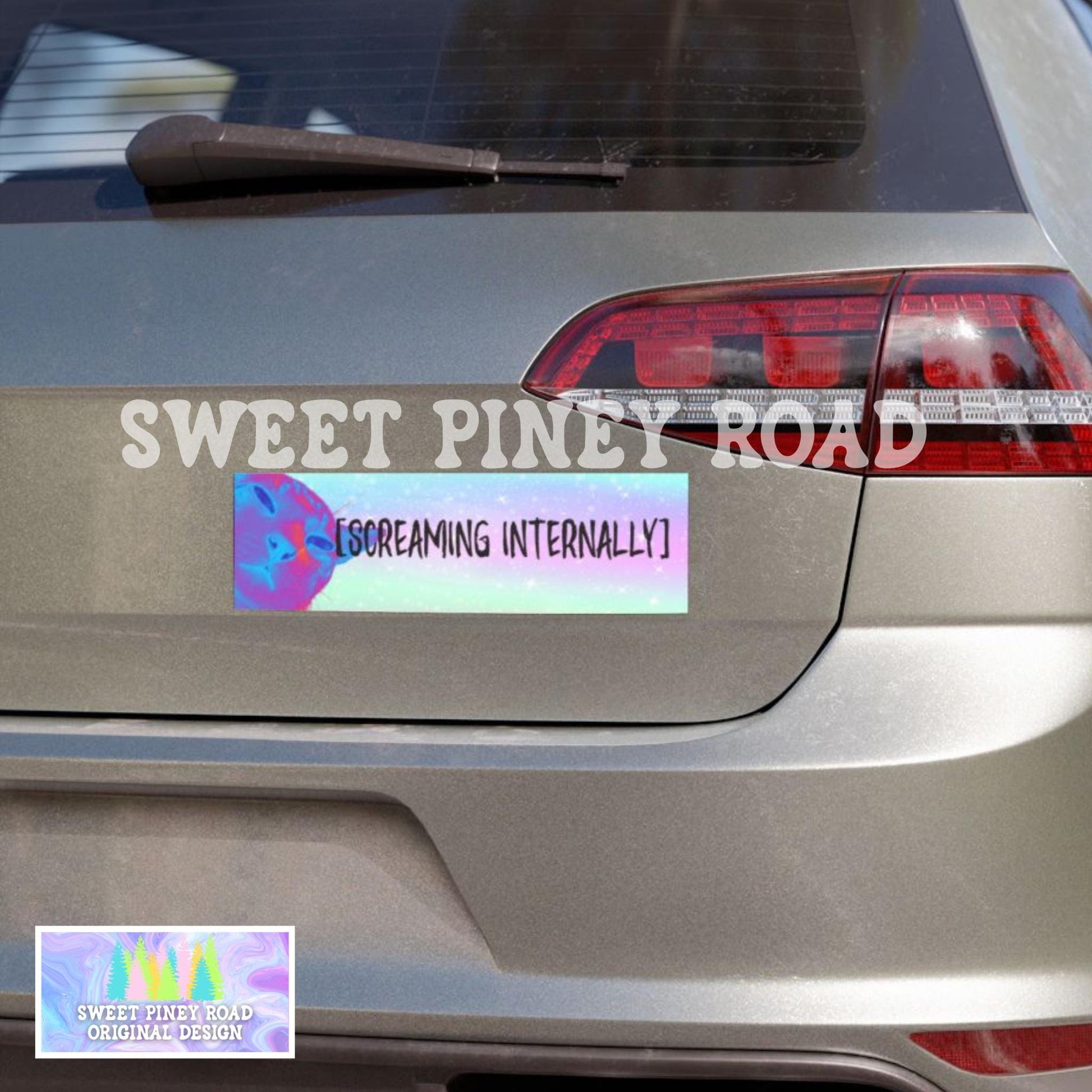 Screaming Internally Car Magnet, Funny Bumper Sticker, Unhinged Cursed Cat Humor, Gen Z Meme Ideas, Gag Gift For Kitty Lover, Hilarious Cats