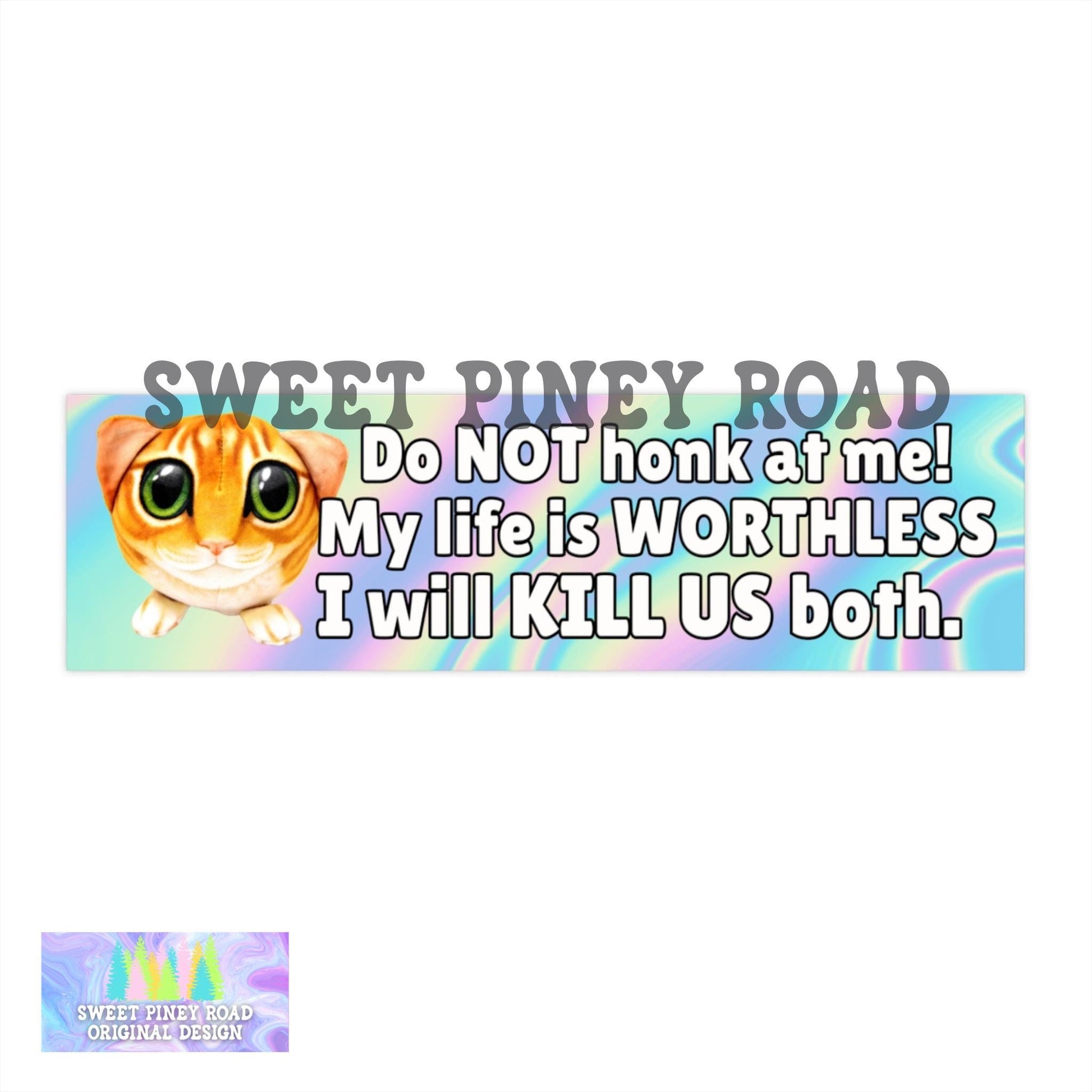Please Don't Honk At Me Car Magnet, Cursed Cat Humor, Funny Bumper Sticker, Unhinged Dark Joke, Gag Gift For Kitty Lover, Hilarious Meme